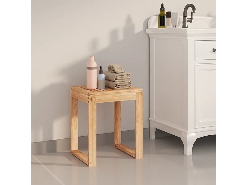 Sgabello da Bagno 40x30x46 cm in Legno Massello di Noce