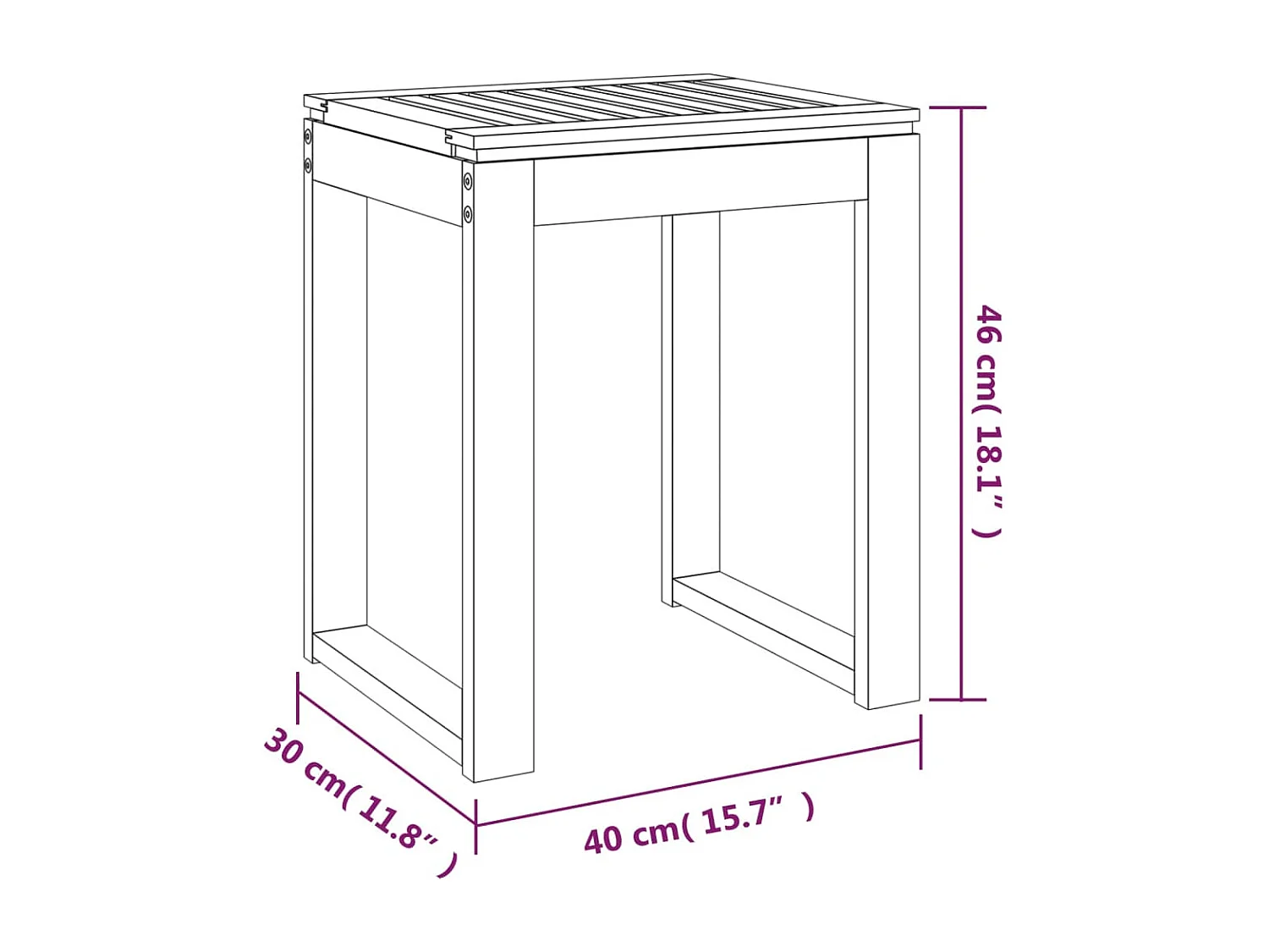 Badkamerkruk 40x30x46 cm massief walnotenhout