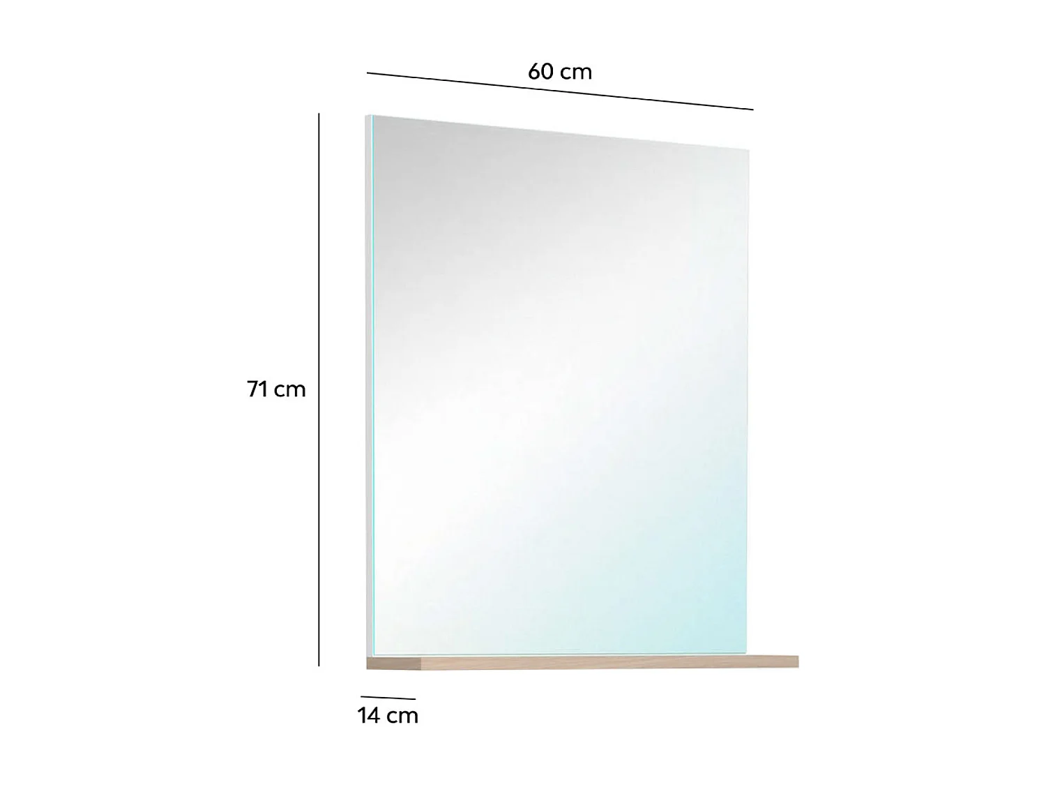 Miroir GREELEY avec Tablette en Chêne pour Salle de Bain Moderne