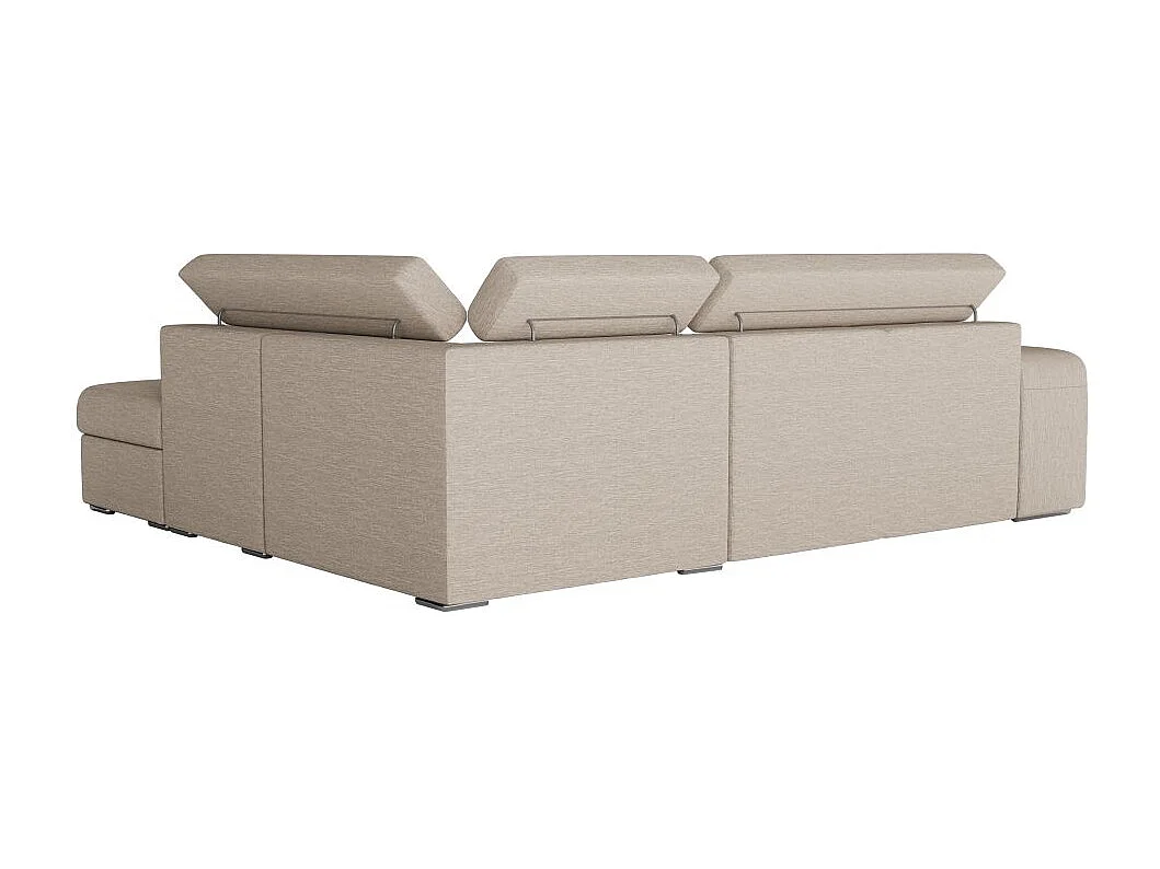 Canapé d'angle gauche 3 places Soan convertible en tissu - Beige - L262 x P220 x H76cm - Loungitude