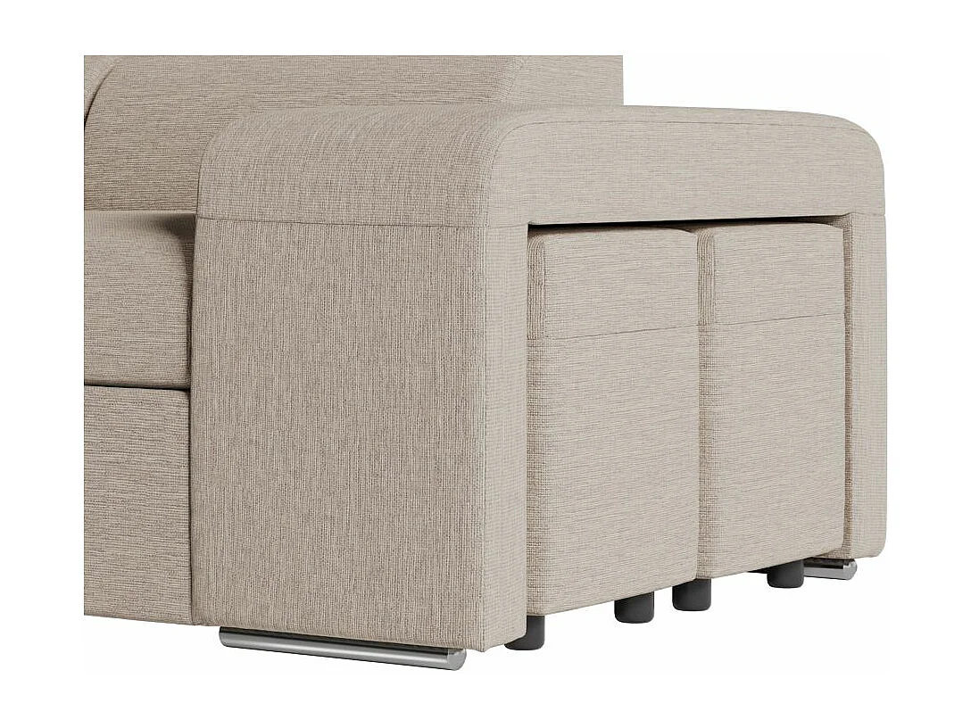 Canapé d'angle gauche 3 places Soan convertible en tissu - Beige - L262 x P220 x H76cm - Loungitude