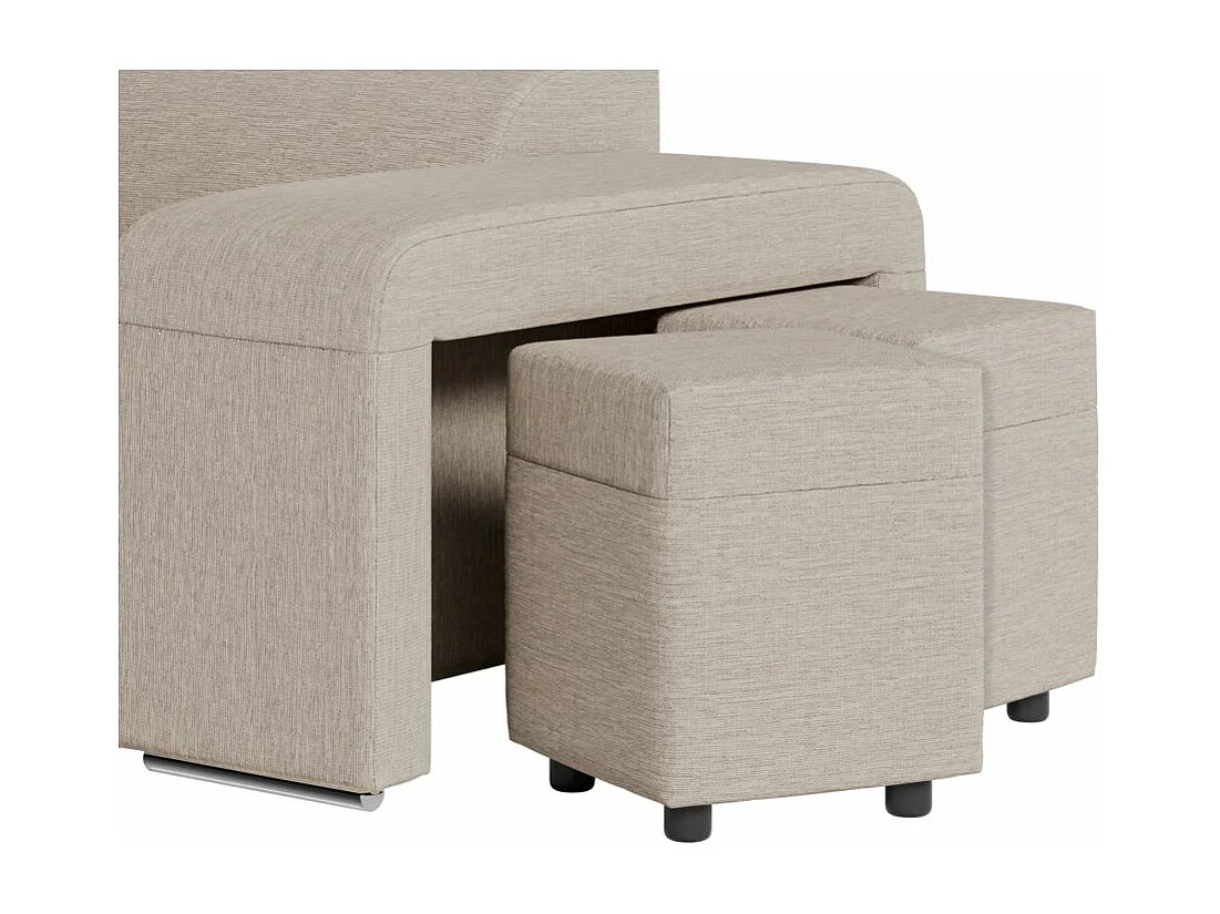 Canapé d'angle gauche 3 places Soan convertible en tissu - Beige - L262 x P220 x H76cm - Loungitude