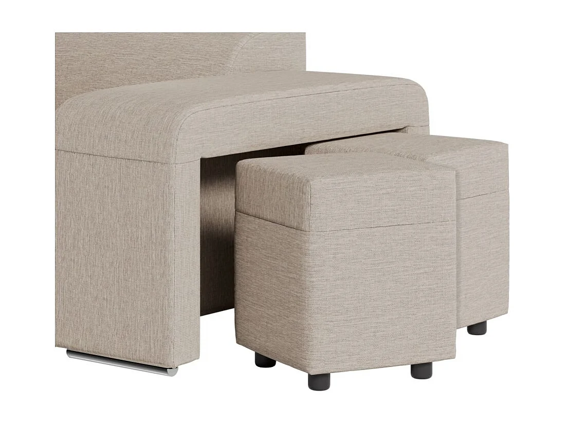 Canapé d'angle gauche 3 places Soan convertible en tissu - Beige - L262 x P220 x H76cm - Loungitude