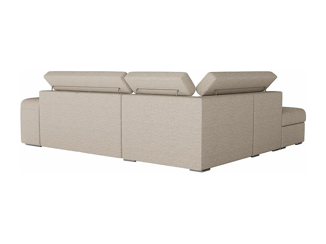 Canapé d'angle droit 3 places Soan convertible en tissu - Beige - L262 x P220 x H76cm - Loungitude