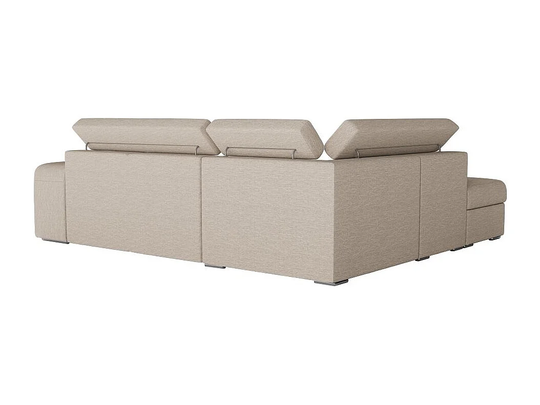 Canapé d'angle droit 3 places Soan convertible en tissu - Beige - L262 x P220 x H76cm - Loungitude