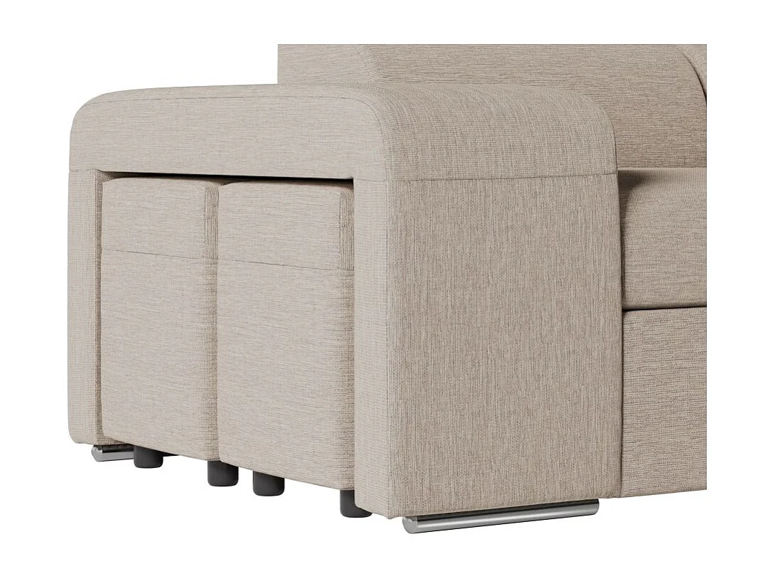 Canapé d'angle droit 3 places Soan convertible en tissu - Beige - L262 x P220 x H76cm - Loungitude
