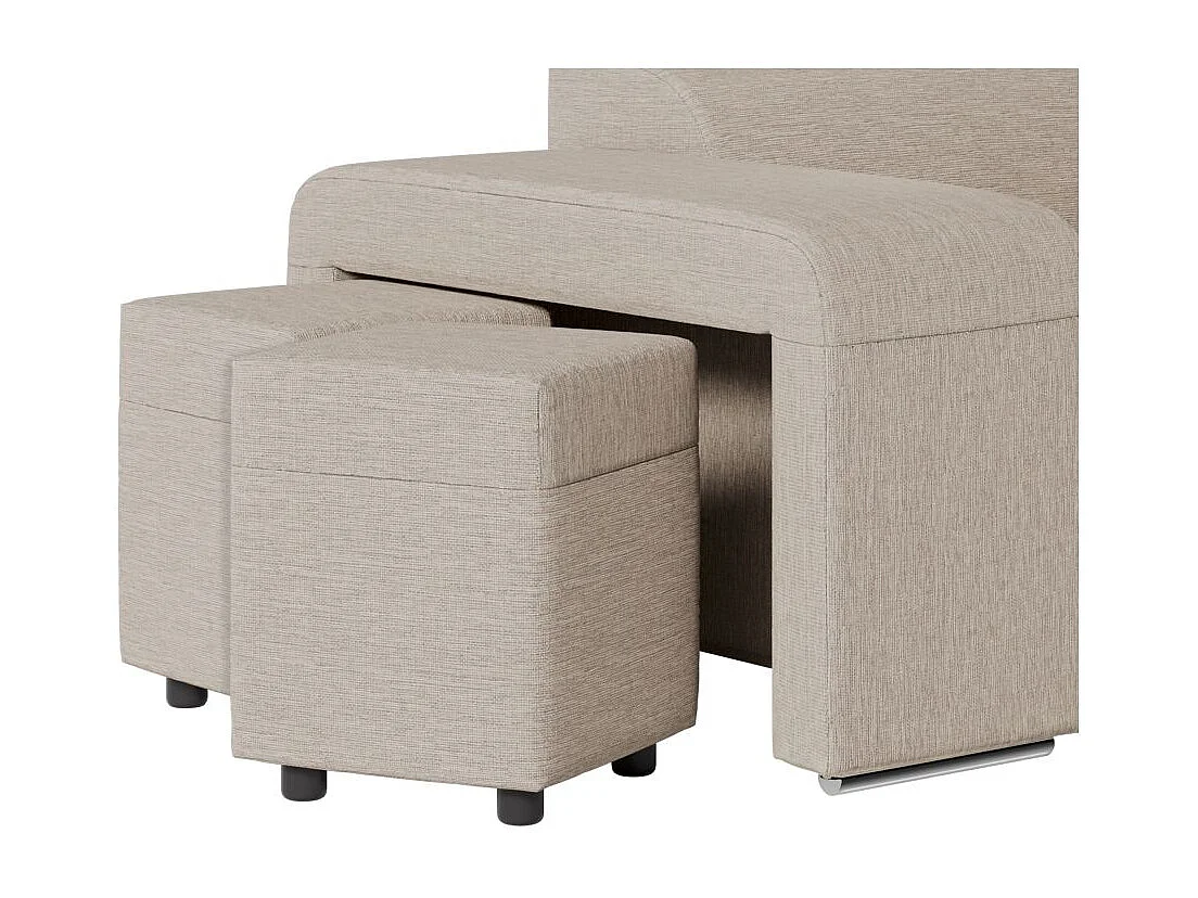 Canapé d'angle droit 3 places Soan convertible en tissu - Beige - L262 x P220 x H76cm - Loungitude