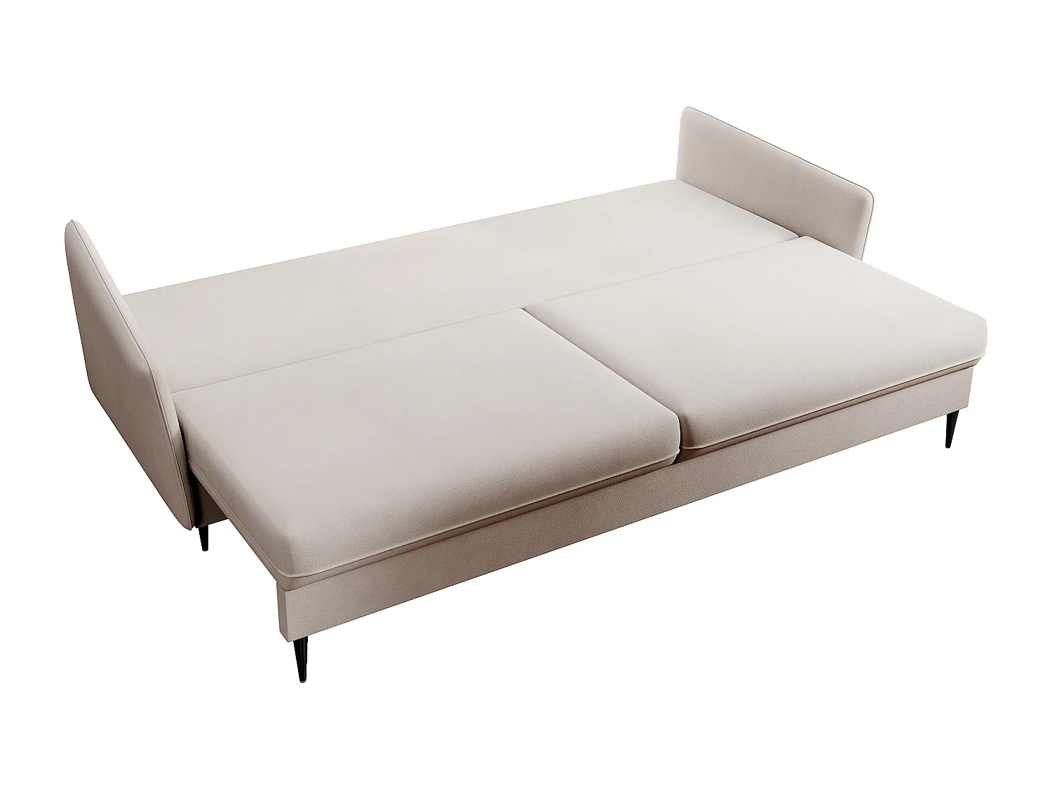 Canapé - 221 cm - trois places velours hydrophobe - beige - pieds noirs - VOLIO