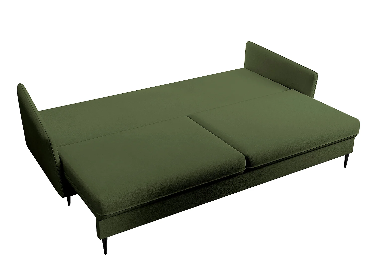 Sofa - 221 cm - Dreisitzer hydrophober Samt - oliv - schwarze Füße - VOLIO