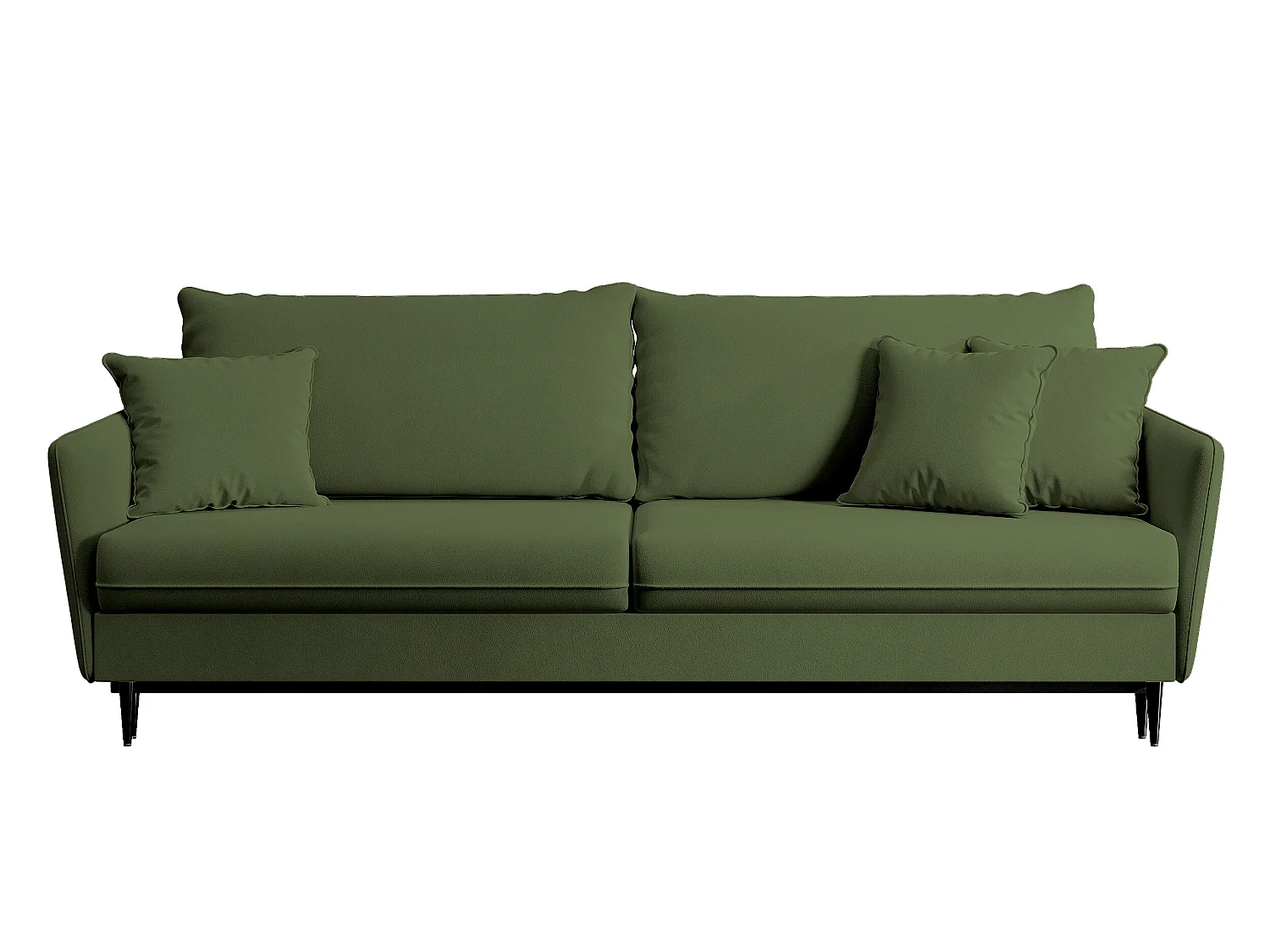 Canapé - 221 cm - trois places velours hydrophobe - olive - pieds noirs - VOLIO