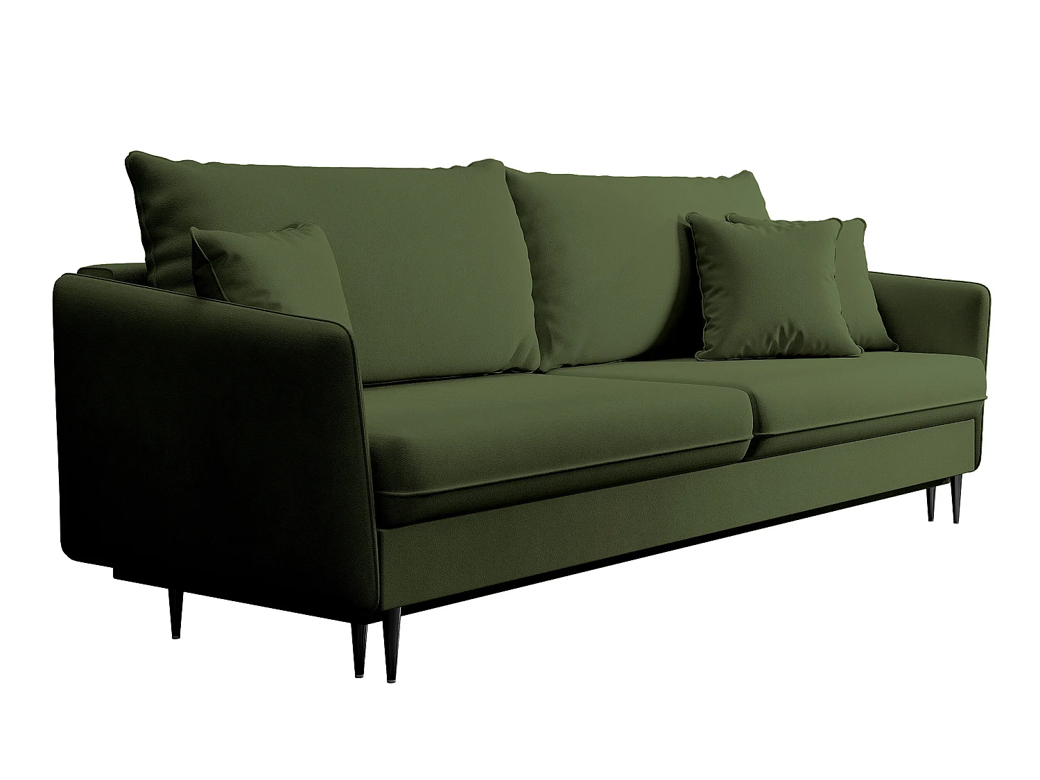 Canapé - 221 cm - trois places velours hydrophobe - olive - pieds noirs - VOLIO