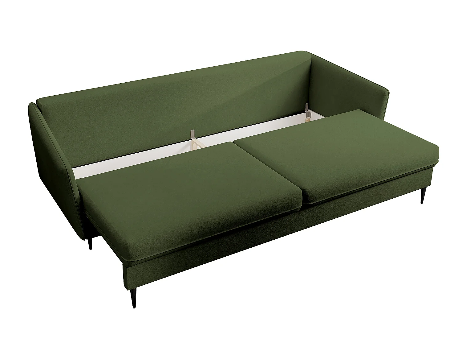 Canapé - 221 cm - trois places velours hydrophobe - olive - pieds noirs - VOLIO