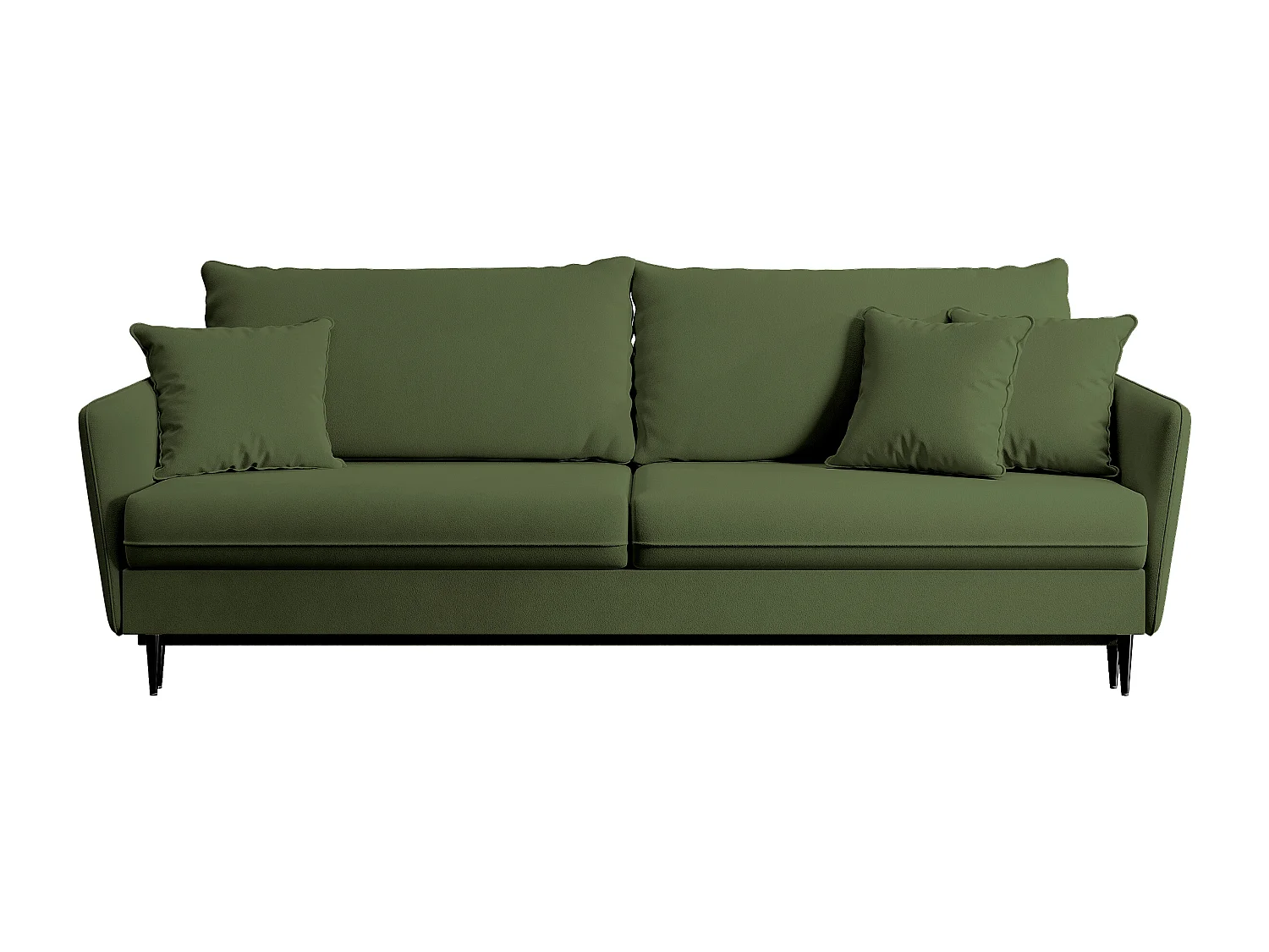 Canapé - 221 cm - trois places velours hydrophobe - olive - pieds noirs - VOLIO