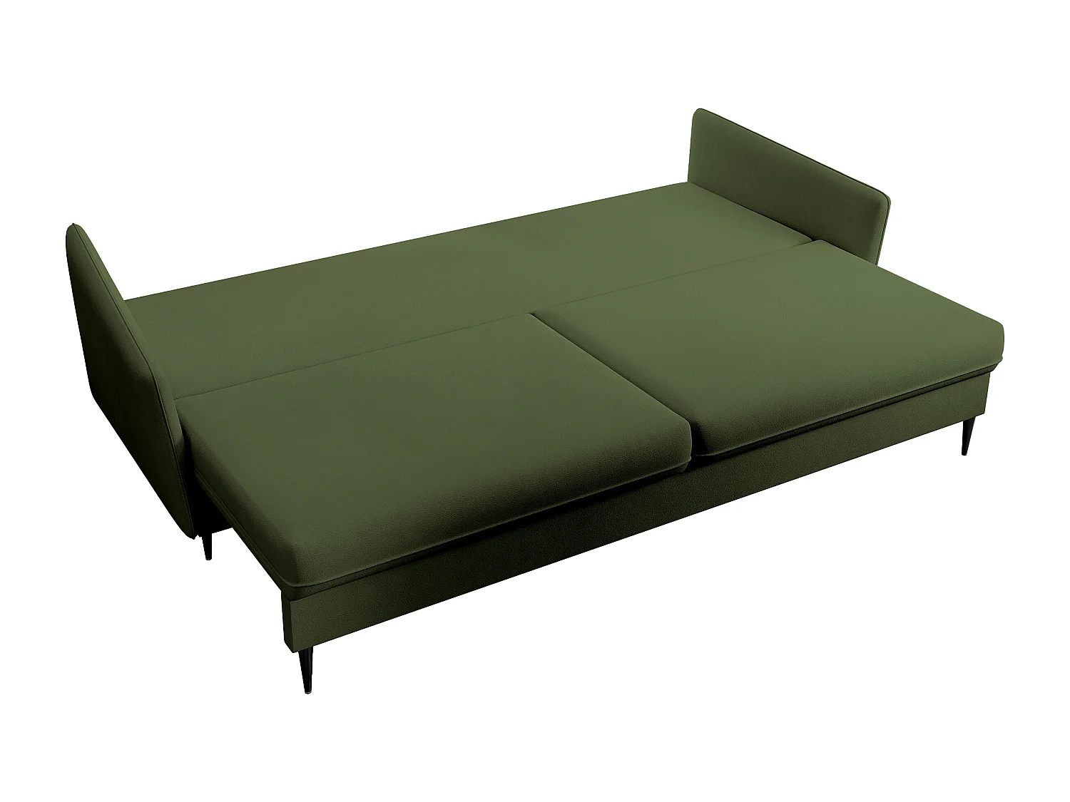 Canapé - 221 cm - trois places velours hydrophobe - olive - pieds noirs - VOLIO