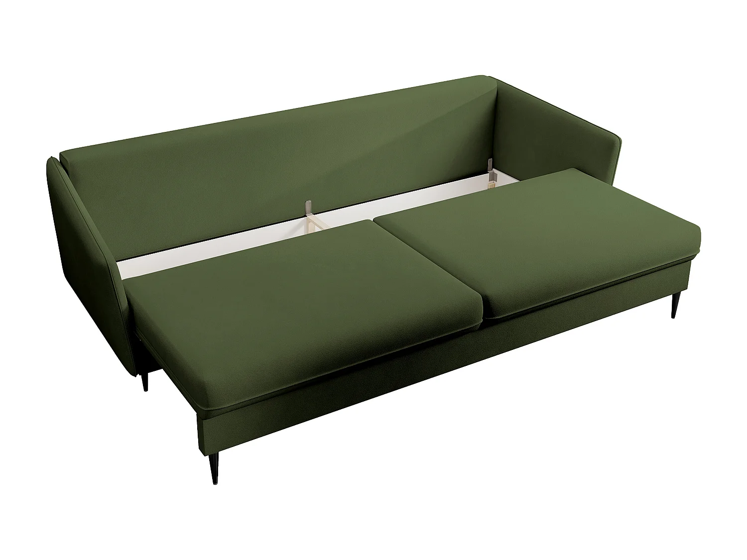 Canapé - 221 cm - trois places velours hydrophobe - olive - pieds noirs - VOLIO