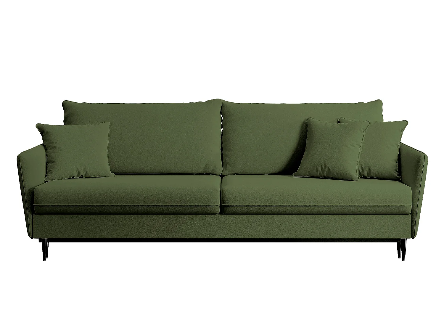 Canapé - 221 cm - trois places velours hydrophobe - olive - pieds noirs - VOLIO