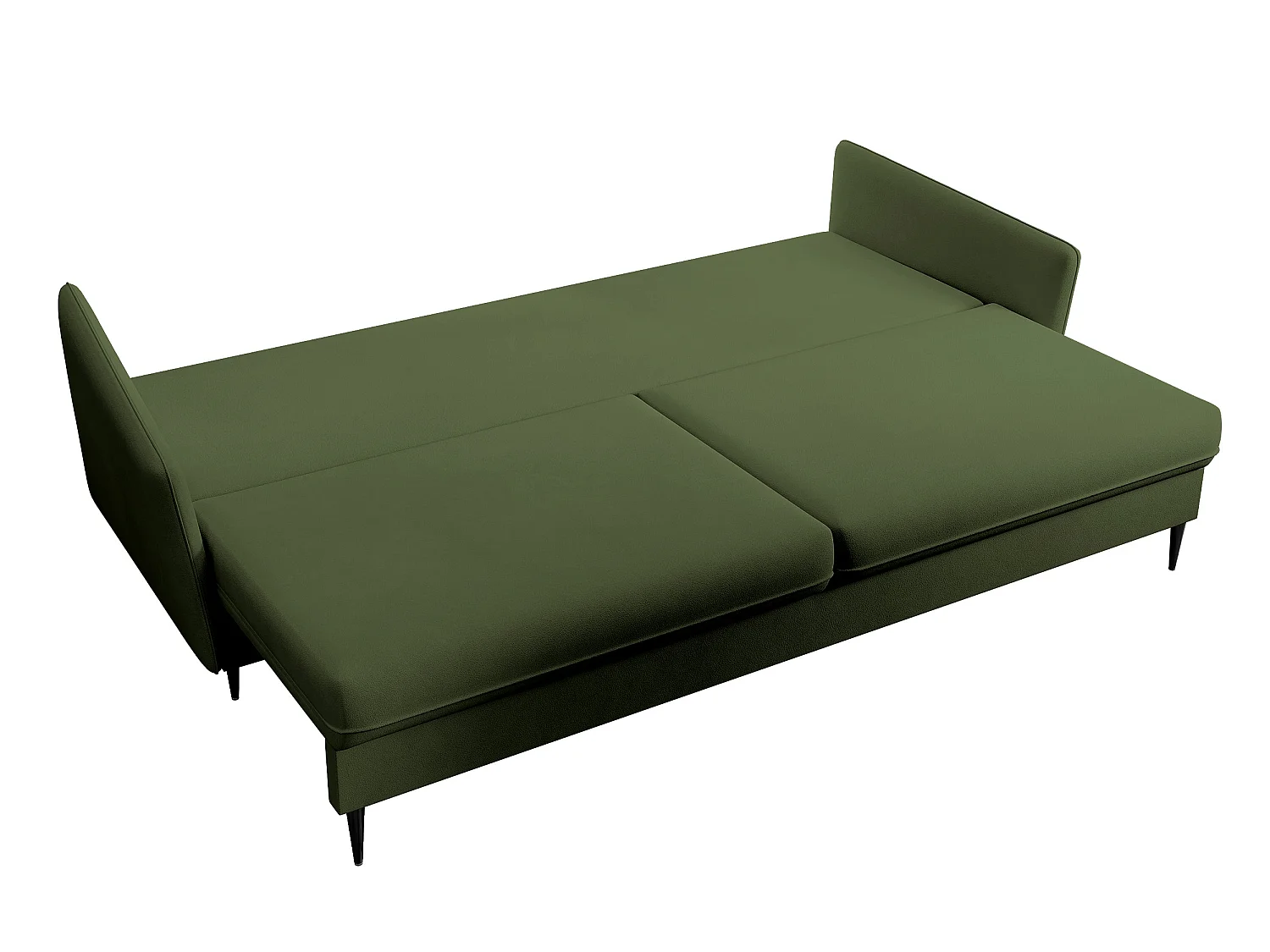 Canapé - 221 cm - trois places velours hydrophobe - olive - pieds noirs - VOLIO