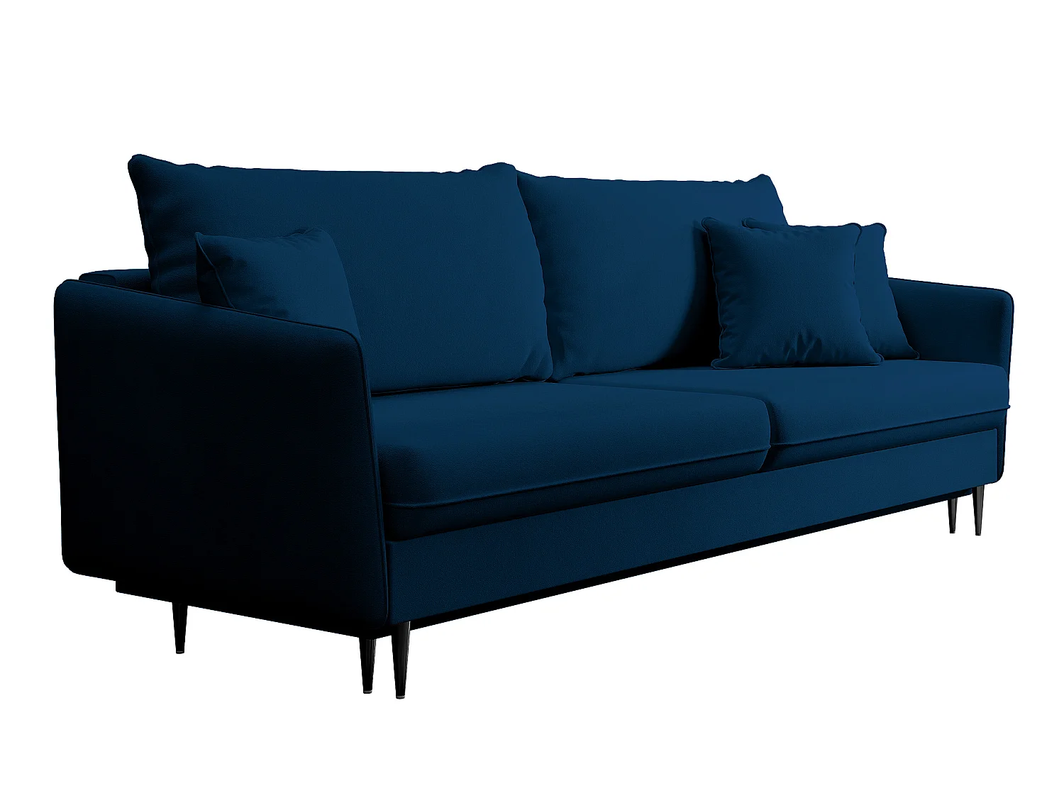 Bank - 221 cm - driezits hydrofoob fluweel - marineblauw - zwarte poten - VOLIO