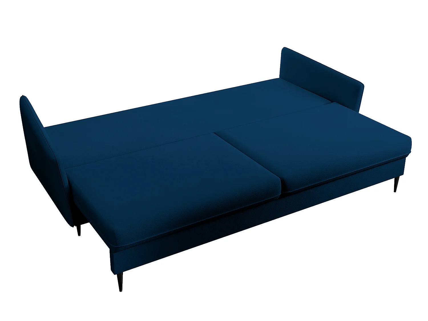 Bank - 221 cm - driezits hydrofoob fluweel - marineblauw - zwarte poten - VOLIO