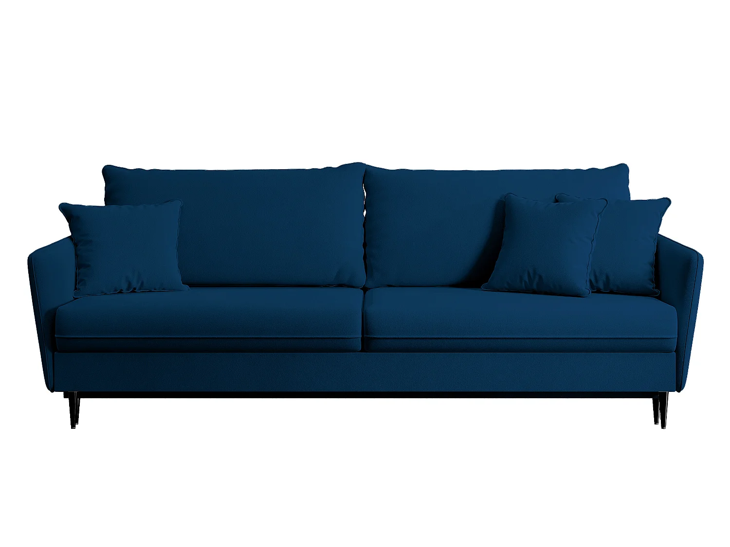 Canapé - 221 cm - trois places velours hydrophobe - bleu marin - pieds noirs - VOLIO