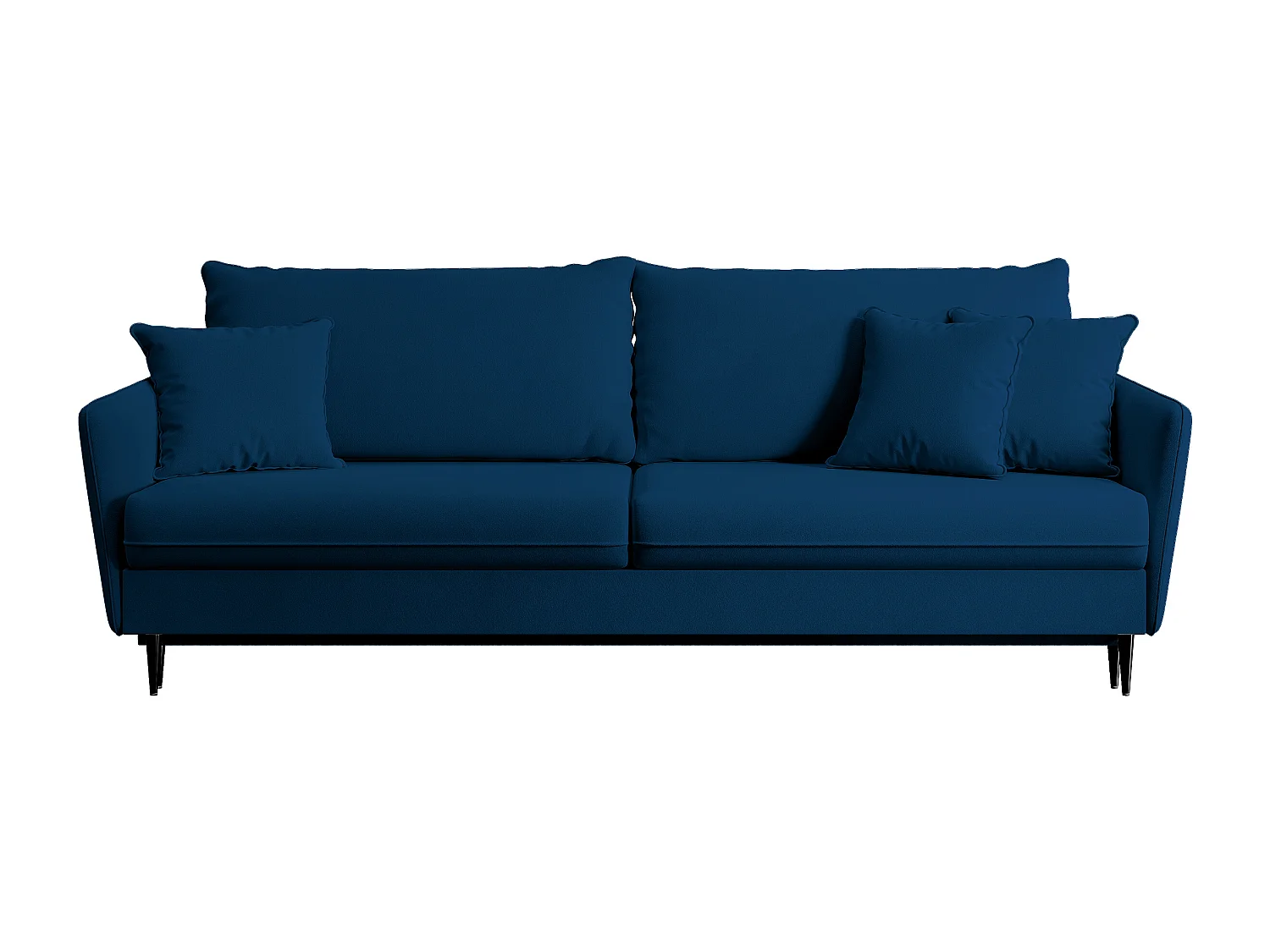 Canapé - 221 cm - trois places velours hydrophobe - bleu marin - pieds noirs - VOLIO