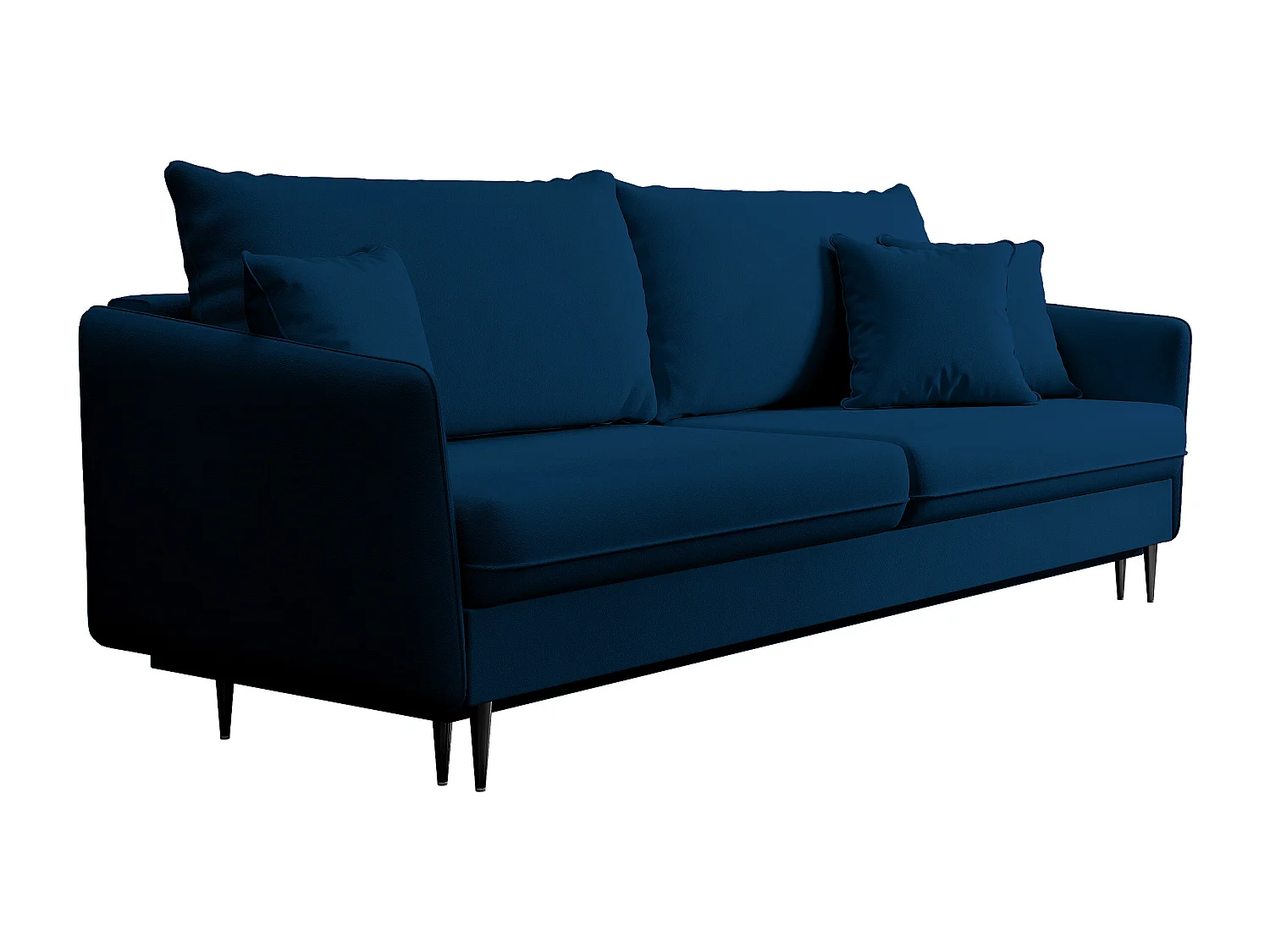 Canapé - 221 cm - trois places velours hydrophobe - bleu marin - pieds noirs - VOLIO