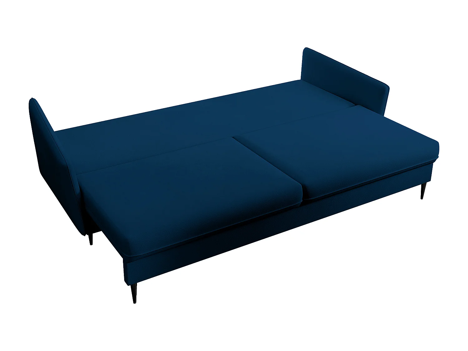 Canapé - 221 cm - trois places velours hydrophobe - bleu marin - pieds noirs - VOLIO