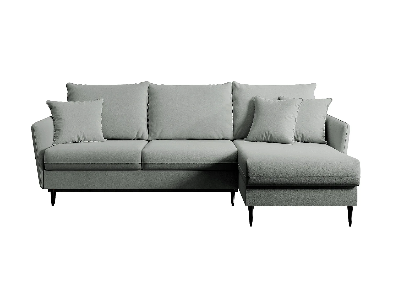 Ecksofa - 223 cm - mit Schlaffunktion - hydrophober Samt - grau - schwarze Füße - VOLIO