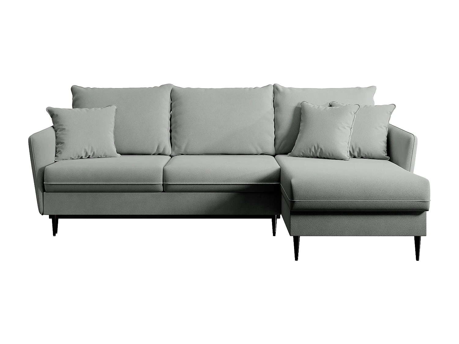 Ecksofa - 223 cm - mit Schlaffunktion - hydrophober Samt - grau - schwarze Füße - VOLIO