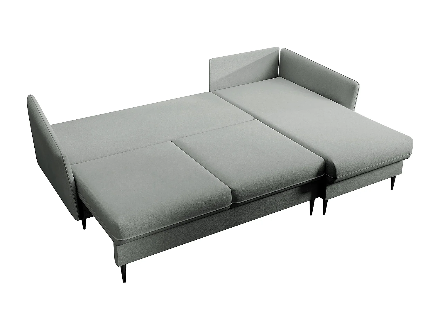 Ecksofa - 223 cm - mit Schlaffunktion - hydrophober Samt - grau - schwarze Füße - VOLIO
