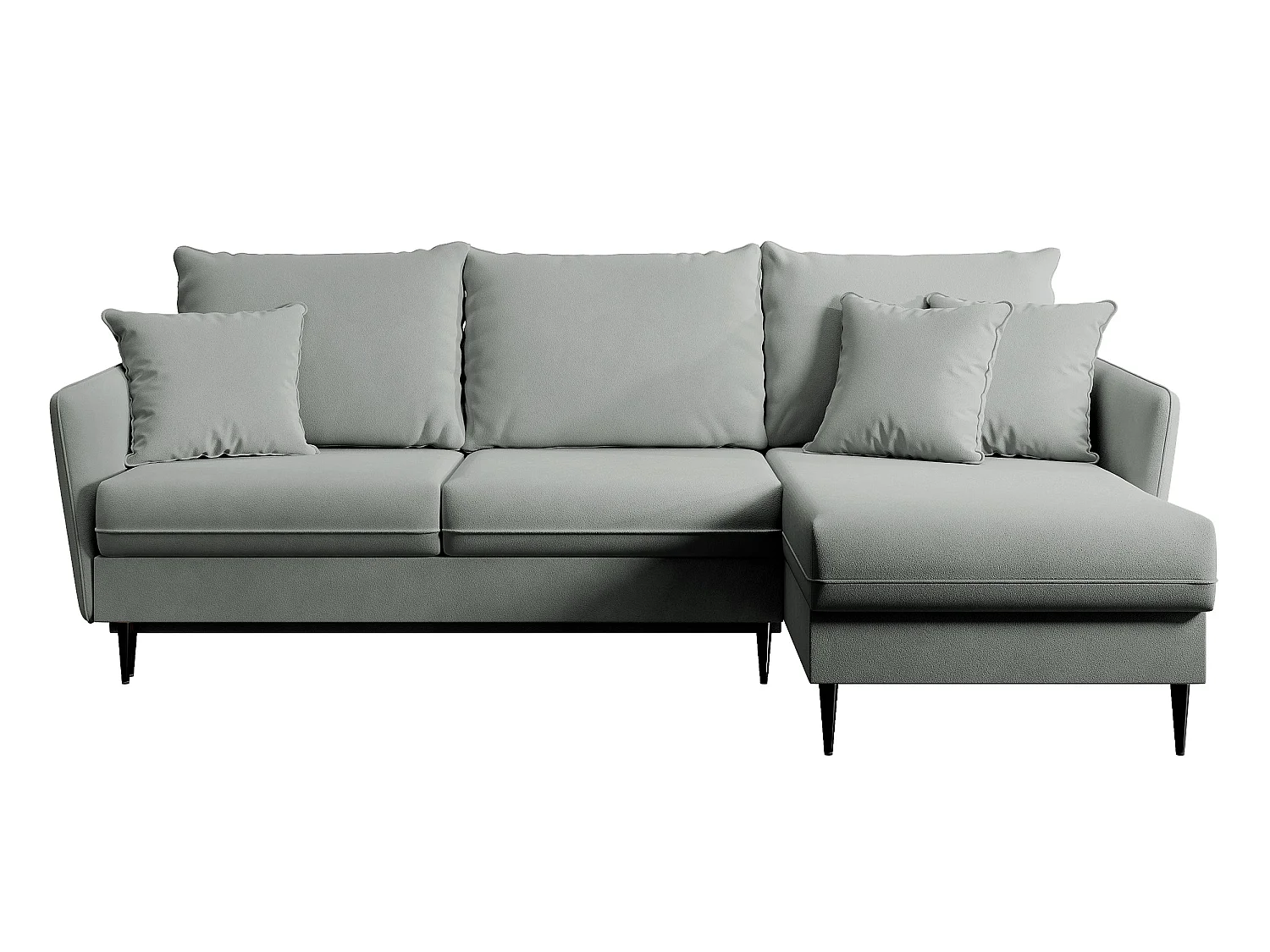 Hoekbank - 223 cm - met slaapfunctie - hydrofoob fluweel - grijs - zwarte poten - VOLIO