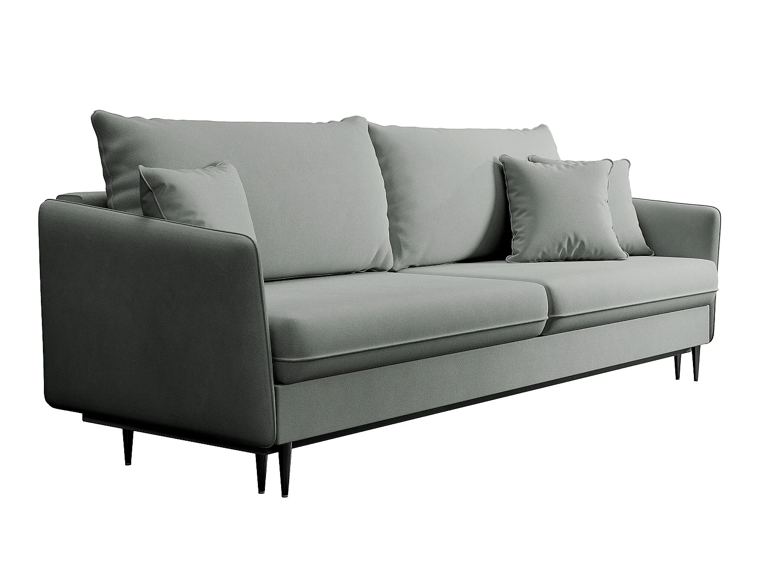 Sofa - 221 cm - Dreisitzer hydrophober Samt - grau - schwarze Füße - VOLIO