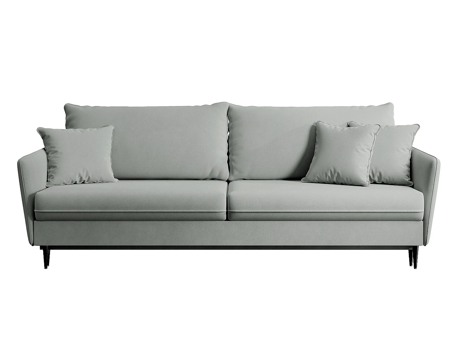 Canapé - 221 cm - trois places velours hydrophobe - gris - pieds noirs - VOLIO