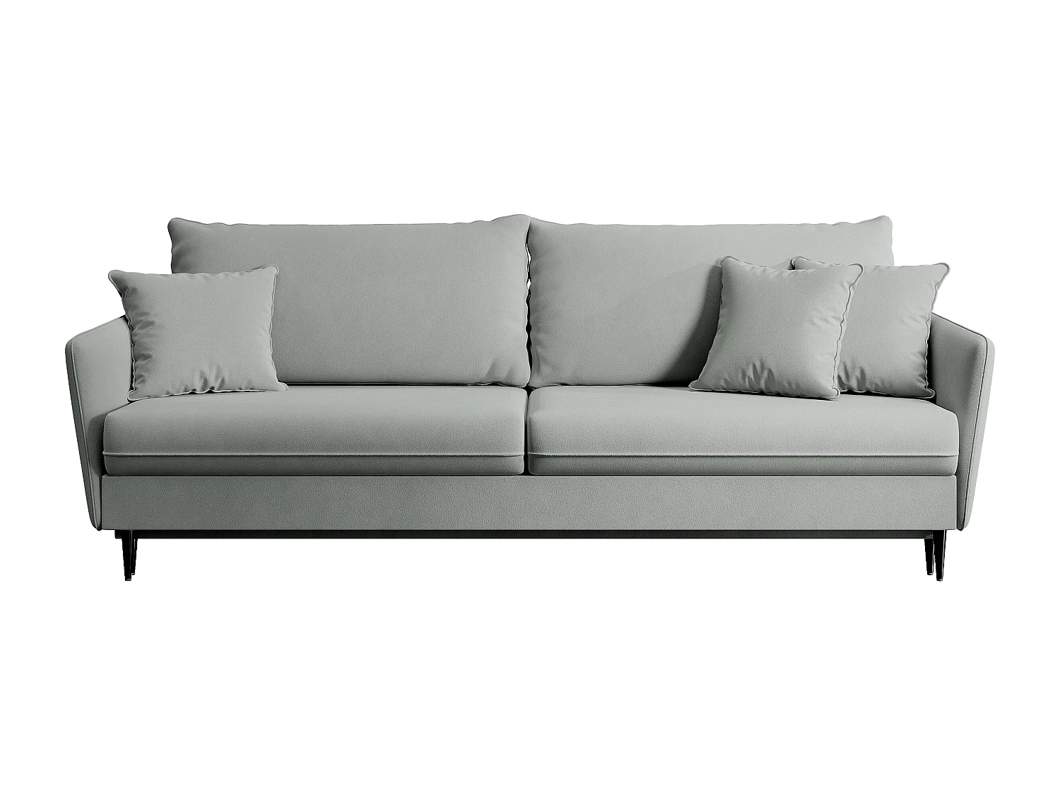 Canapé - 221 cm - trois places velours hydrophobe - gris - pieds noirs - VOLIO