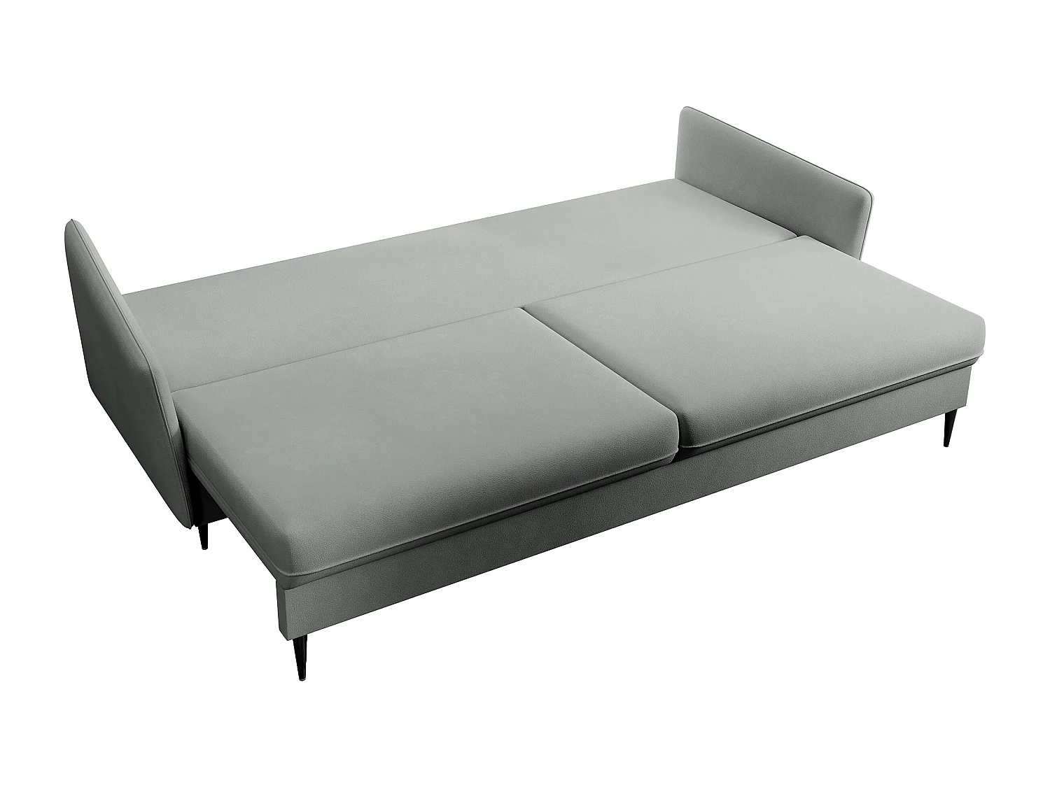 Canapé - 221 cm - trois places velours hydrophobe - gris - pieds noirs - VOLIO