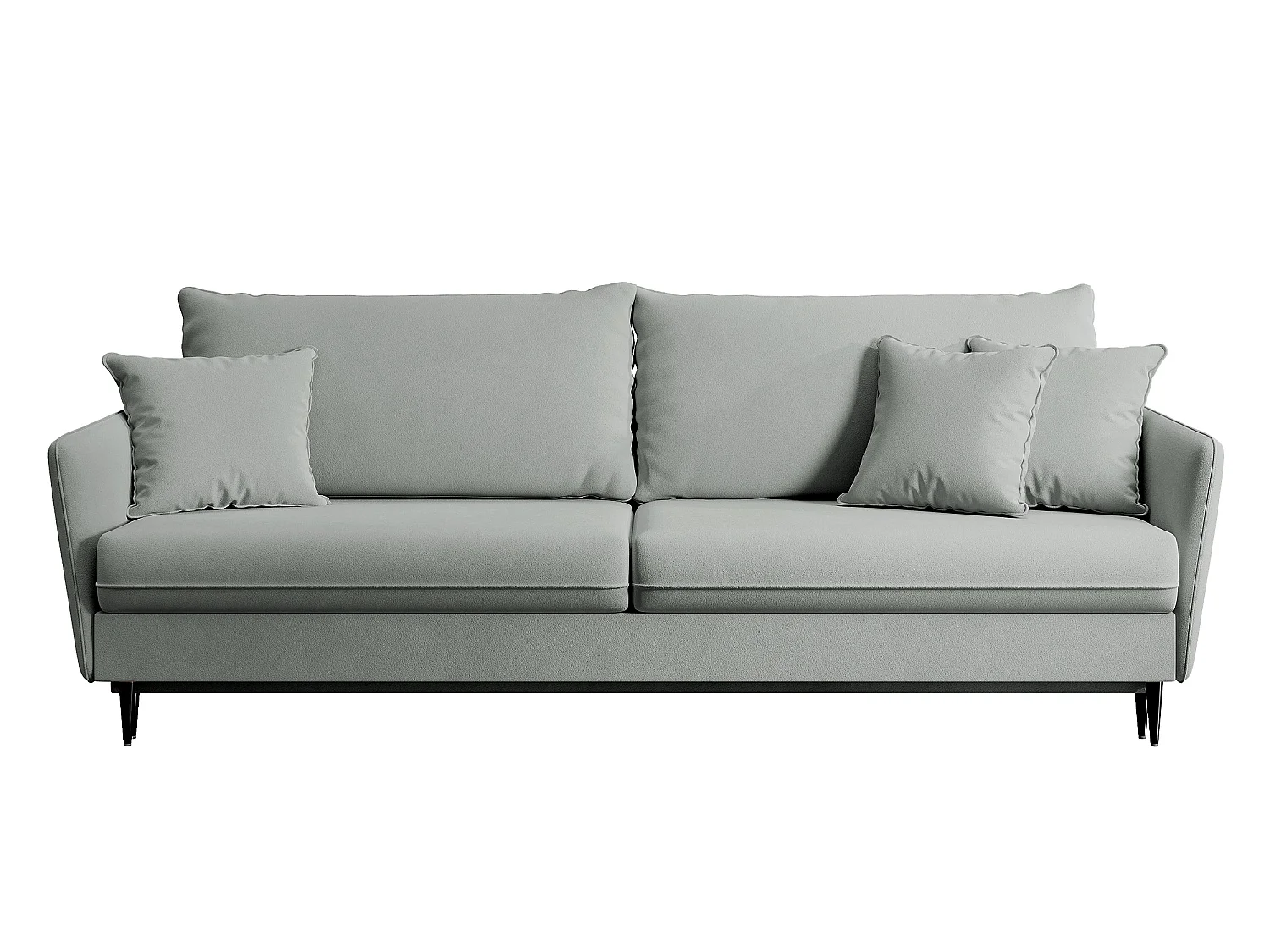 Canapé - 221 cm - trois places velours hydrophobe - gris - pieds noirs - VOLIO