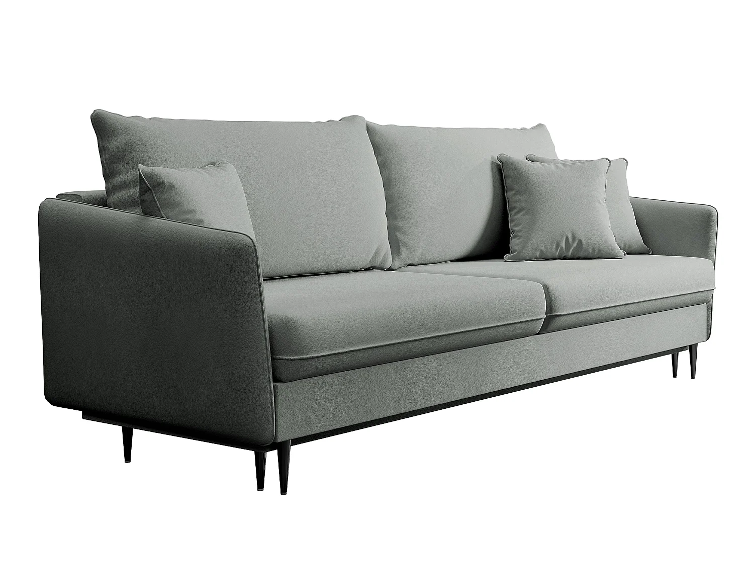 Canapé - 221 cm - trois places velours hydrophobe - gris - pieds noirs - VOLIO