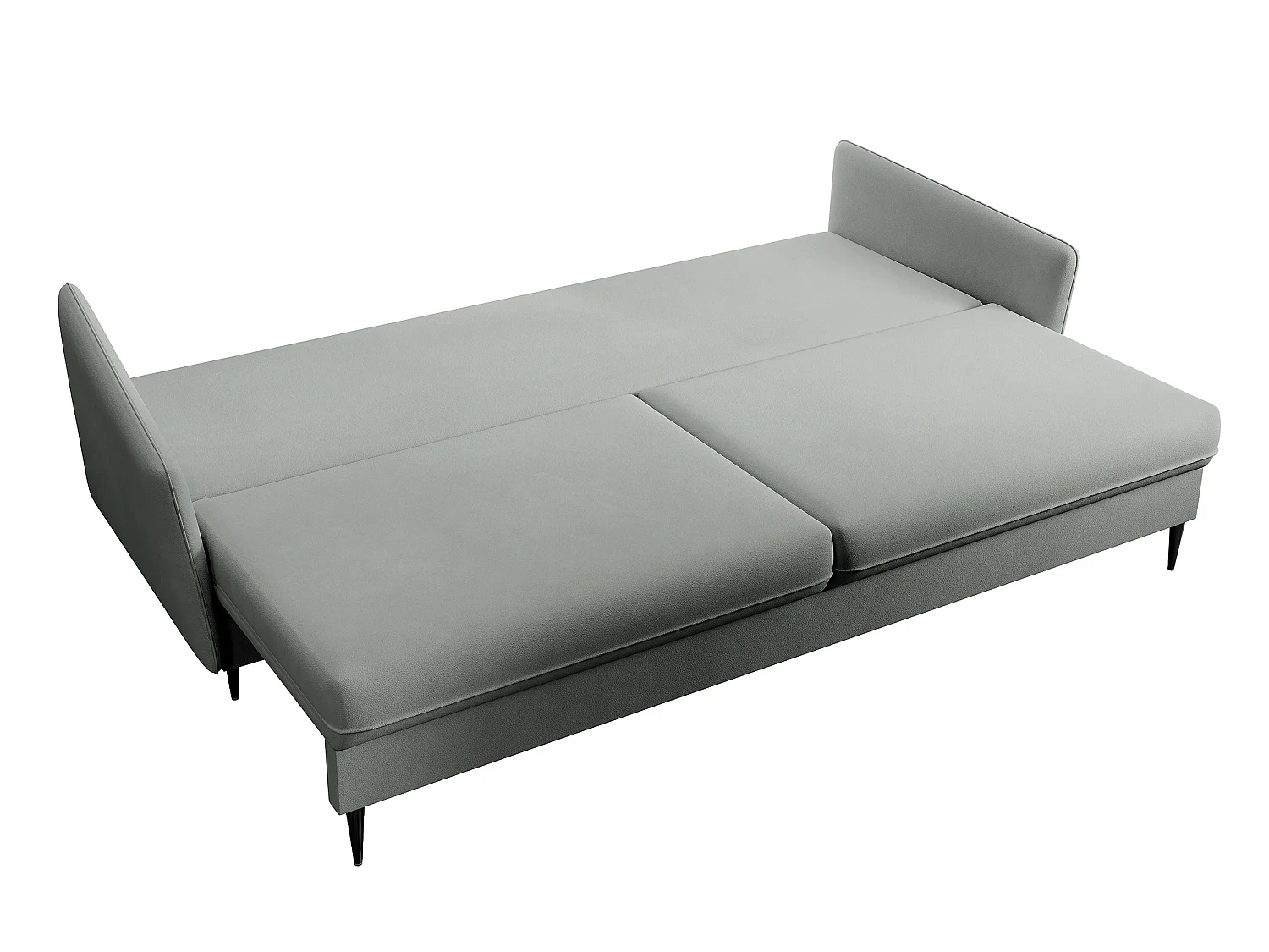 Canapé - 221 cm - trois places velours hydrophobe - gris - pieds noirs - VOLIO