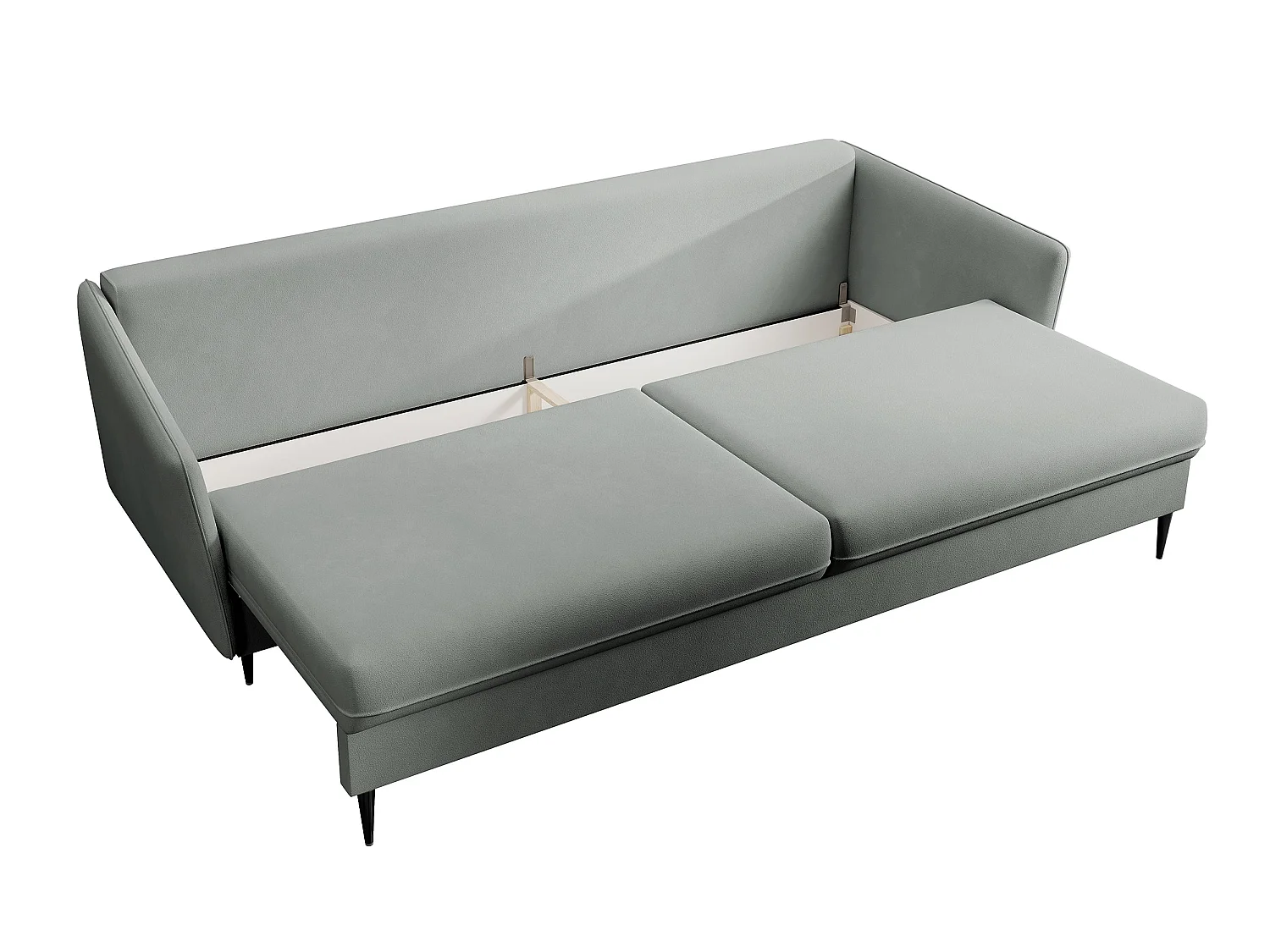 Canapé - 221 cm - trois places velours hydrophobe - gris - pieds noirs - VOLIO