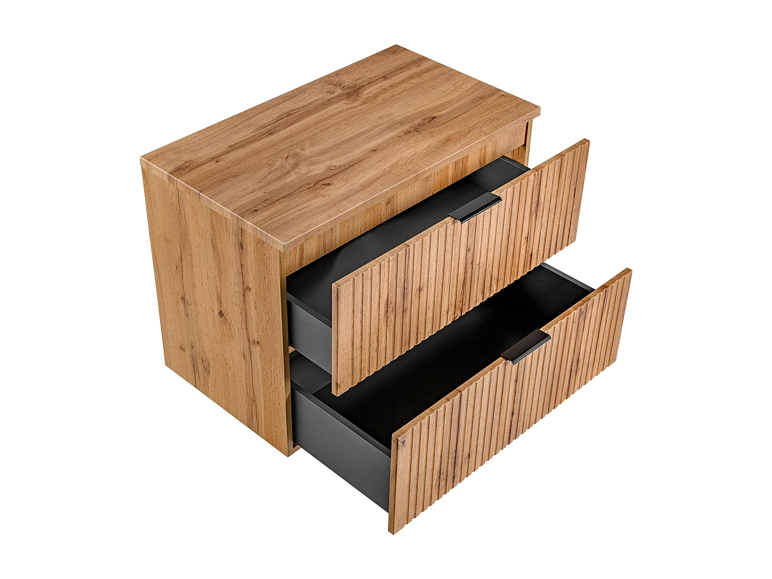 Meuble sous vasque suspendu strié avec planche - Naturel clair - L80 cm - ZEVARA