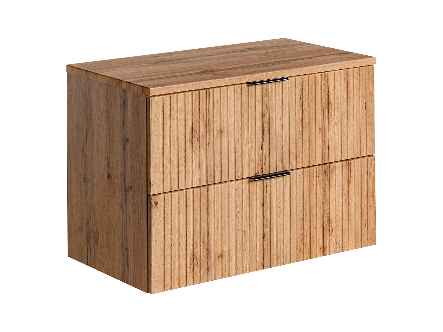 Vegghengt servantskap rillet med hylle lys natur 80 cm ZEVARA