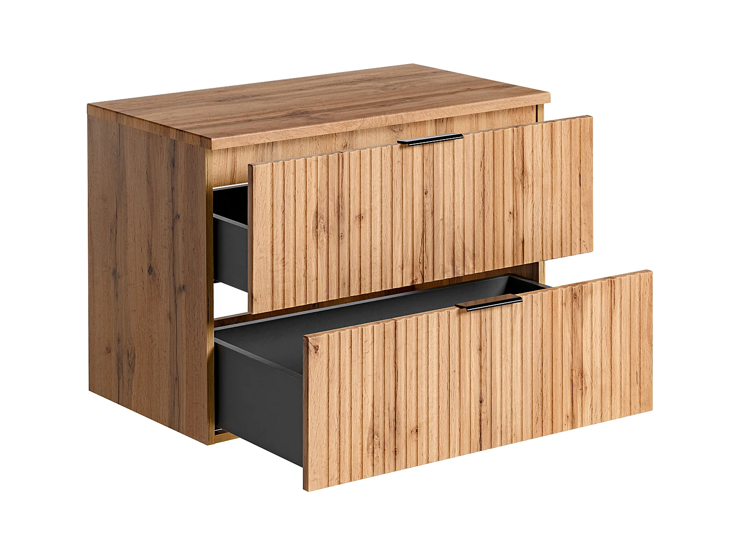 Vegghengt servantskap rillet med hylle lys natur 80 cm ZEVARA