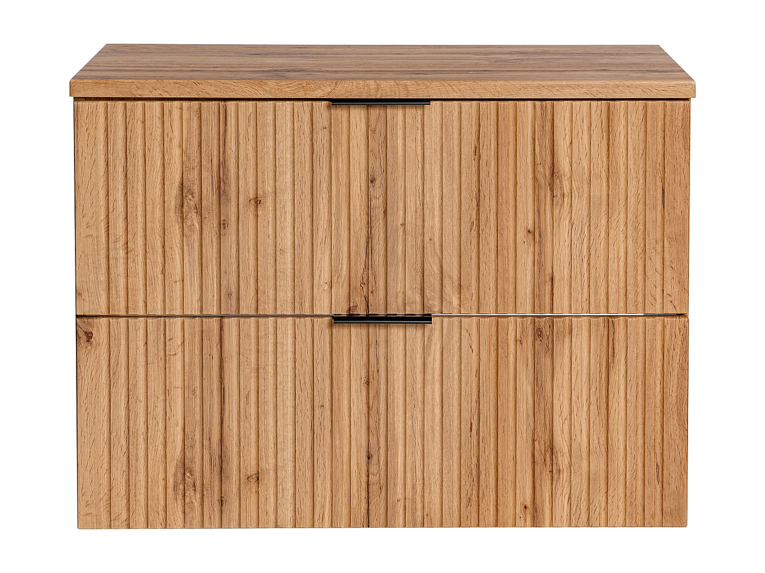 Meuble sous vasque suspendu strié avec planche - Naturel clair - L80 cm - ZEVARA