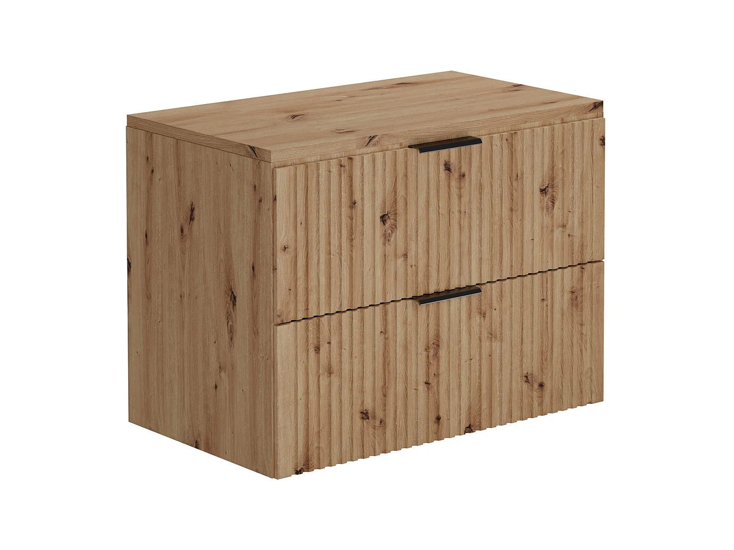 Geribbeld hangmeubel met opbouwwastafel - Lichte houtkleur - L80 cm - ZEVARA