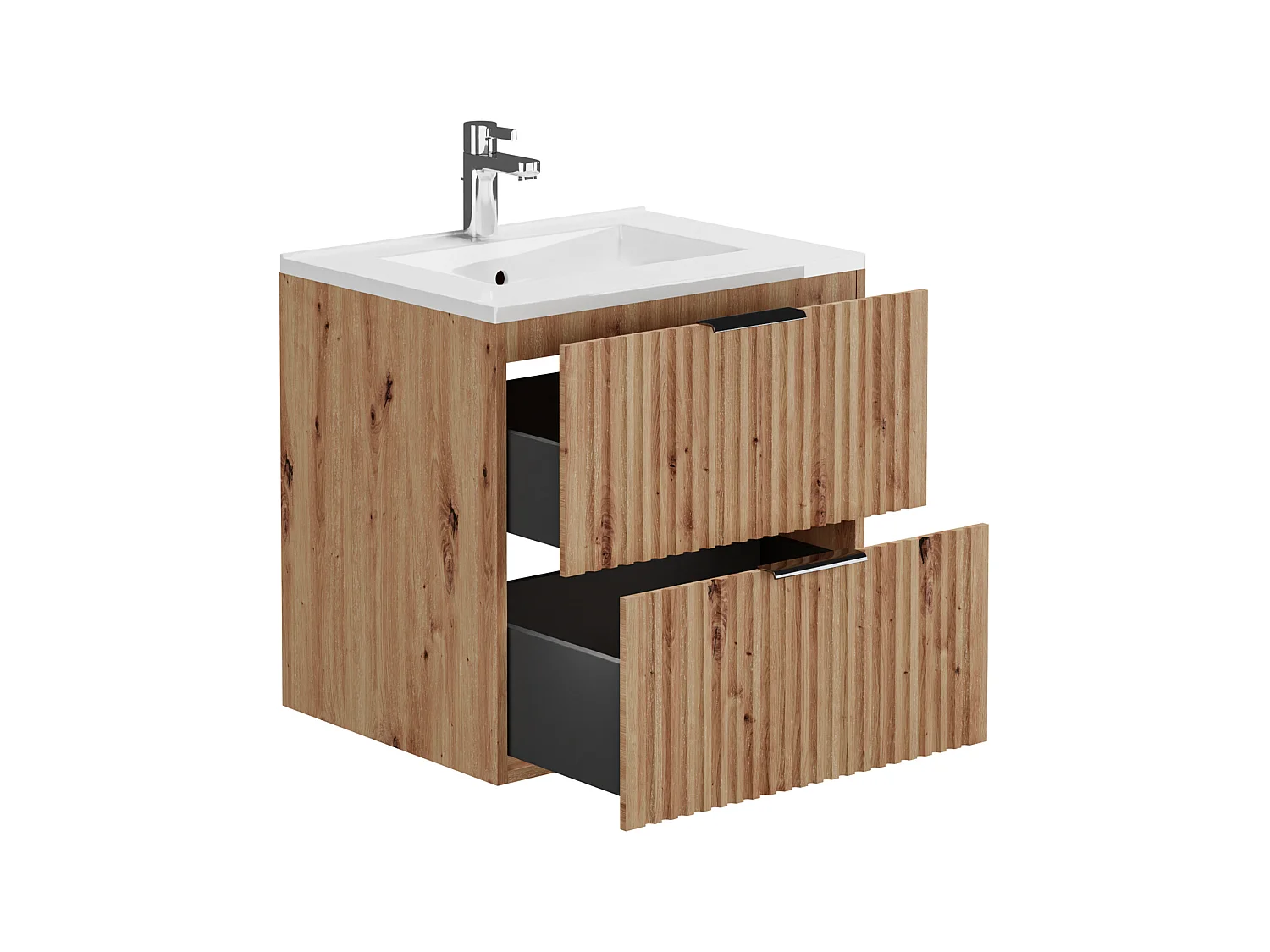 Mueble suspendido bajo lavabo - Natural claro - 60 cm - ZEVARA