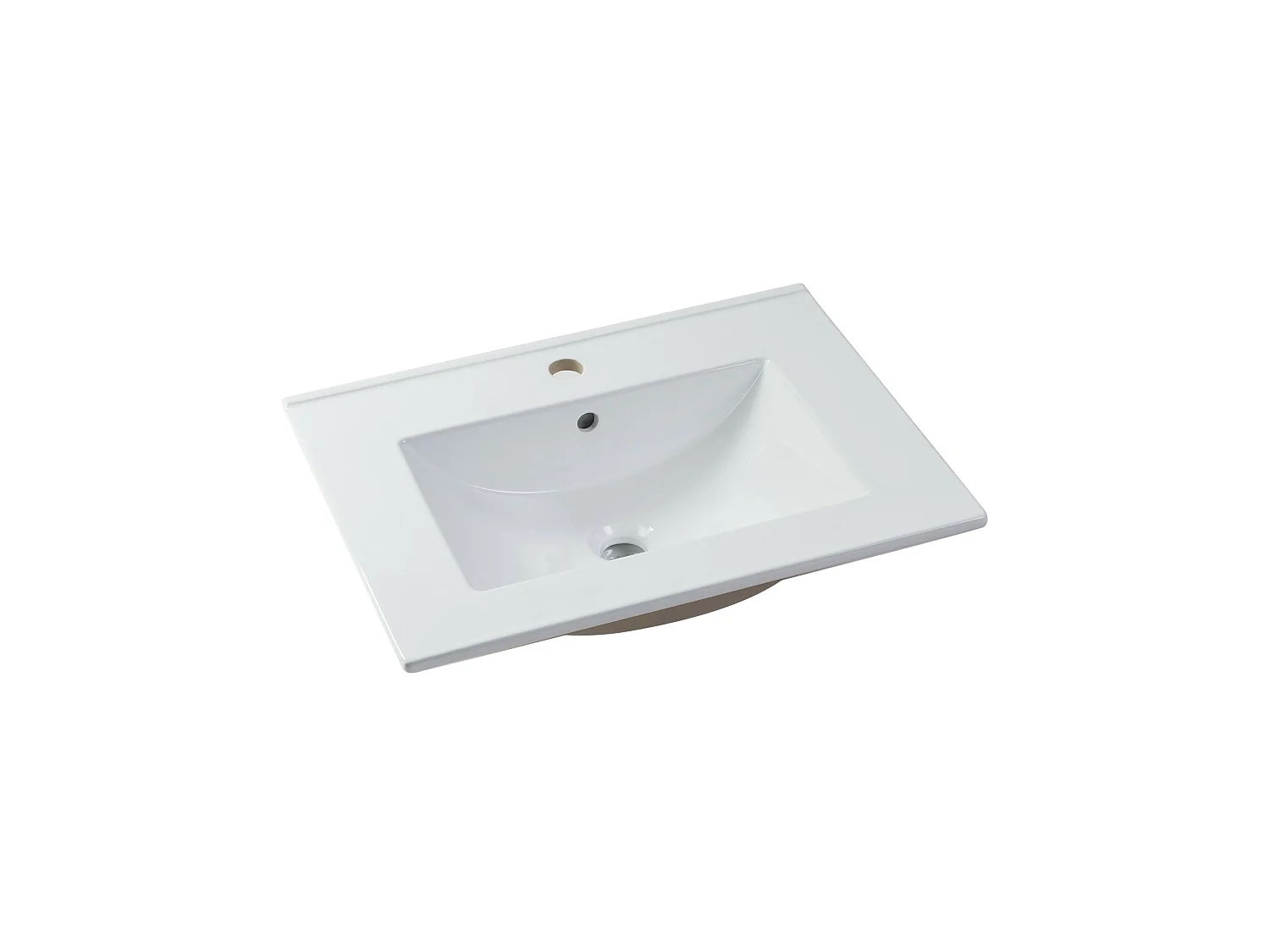 Waschbeckenunterschrank mit Einbauwaschbecken & Badhochschrank - Streifenoptik - Holzfarben hell - 60 cm - ZEVARA