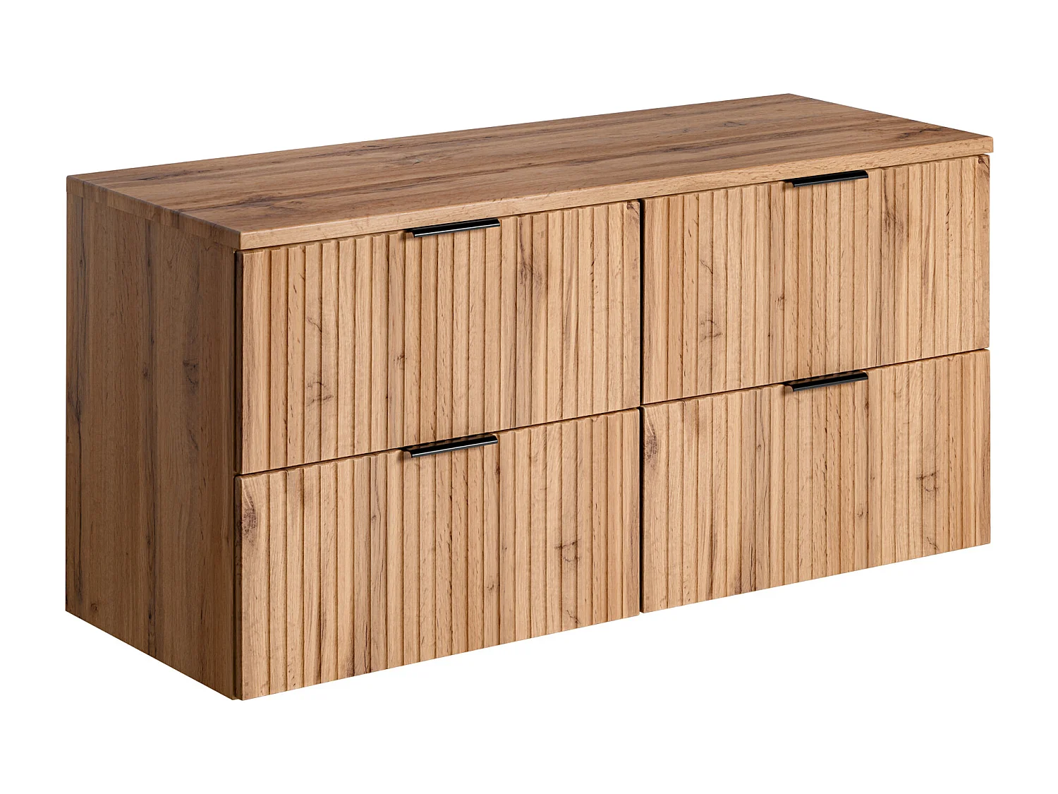 Szafka łazienkowa wisząca   łazienkowapod umywalkę ze zarysowanymi panelami - Naturalny jasny - L120 cm - ZEVARA