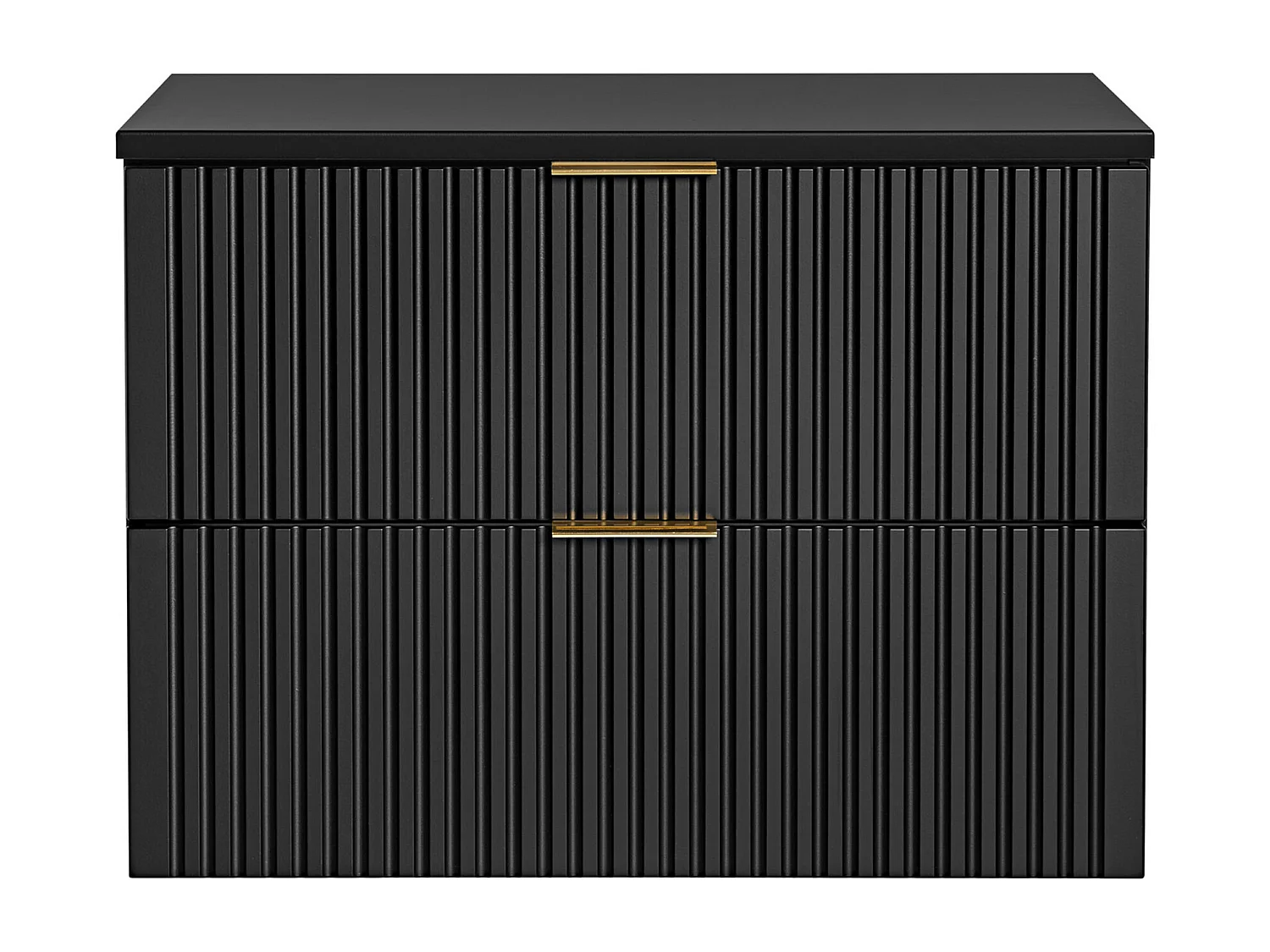 Mobile sotto lavabo sospeso con scanalature con piano di appoggio L80 cm Nero - ZEVARA