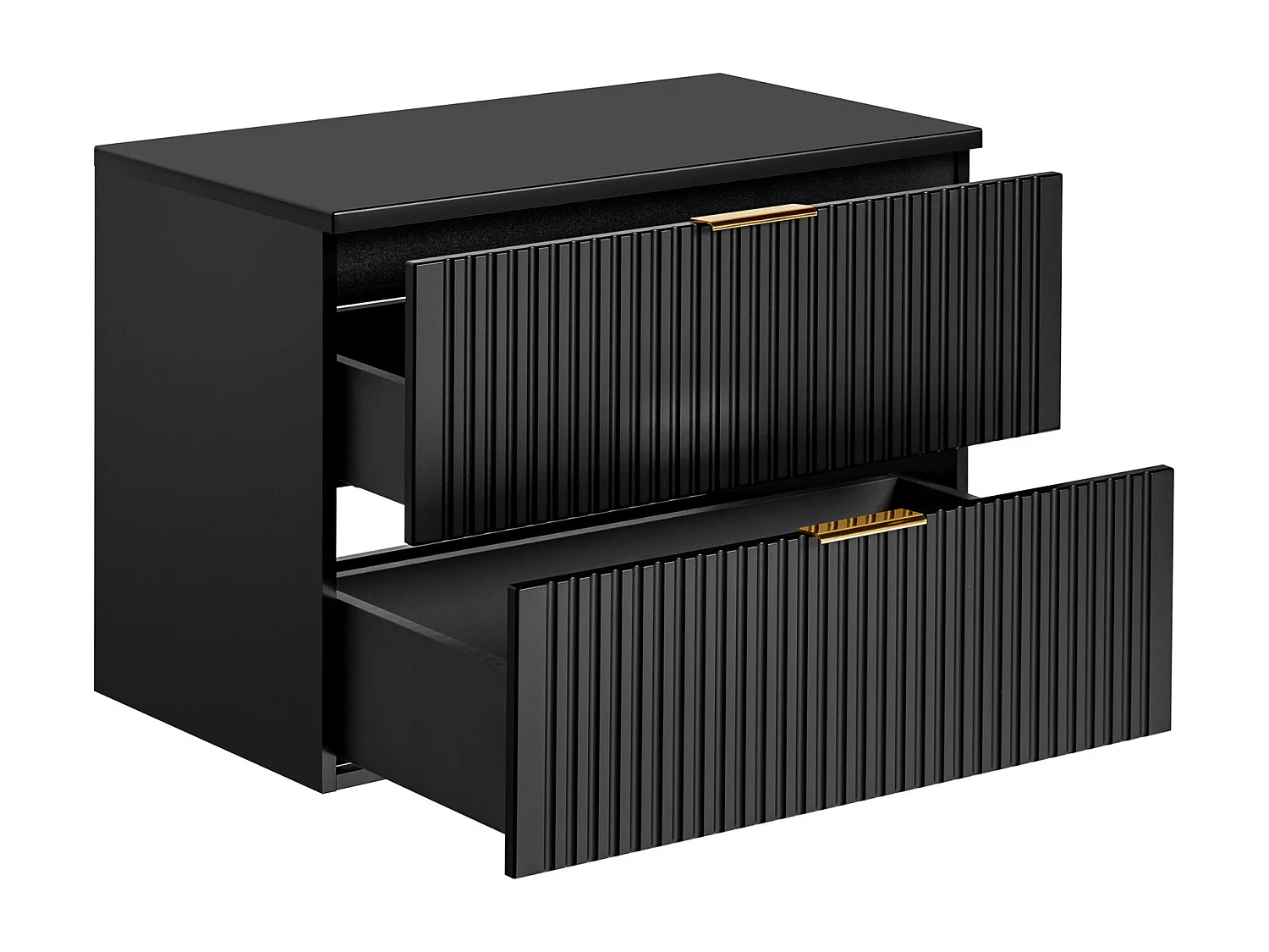 Mobile sotto lavabo sospeso con scanalature con piano di appoggio L80 cm Nero - ZEVARA