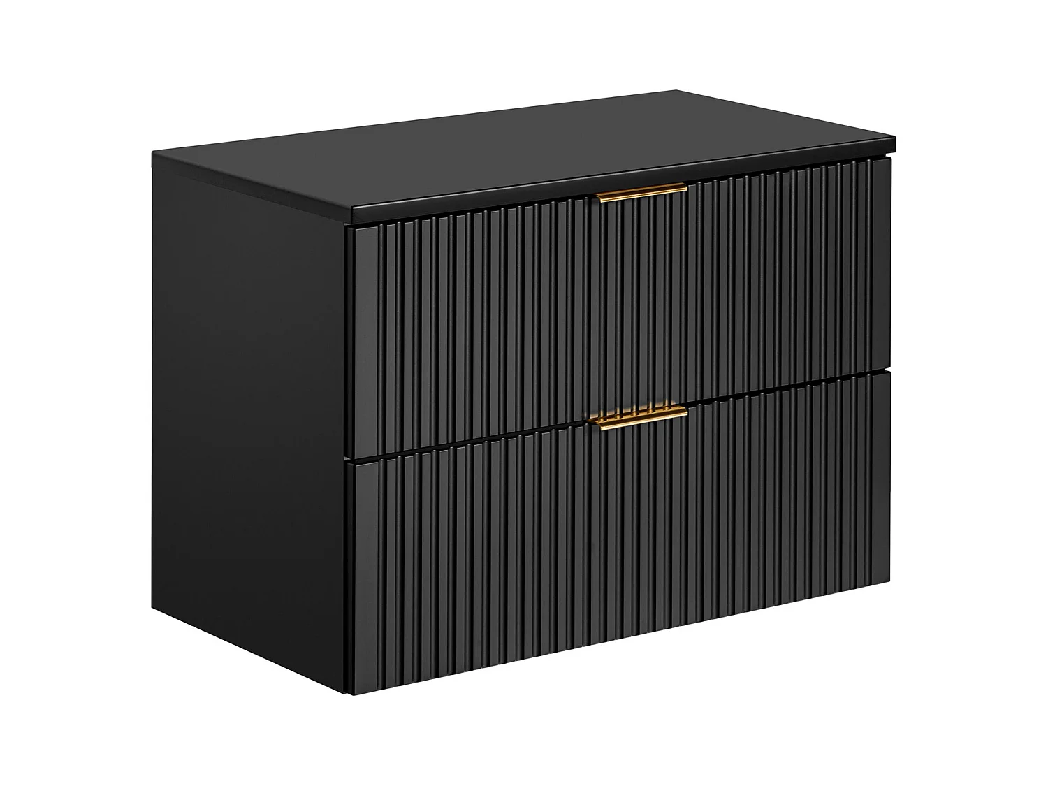 Mueble suspendido de baño bajo lavabo y estante - Negro - 80 cm de ancho - ZEVARA